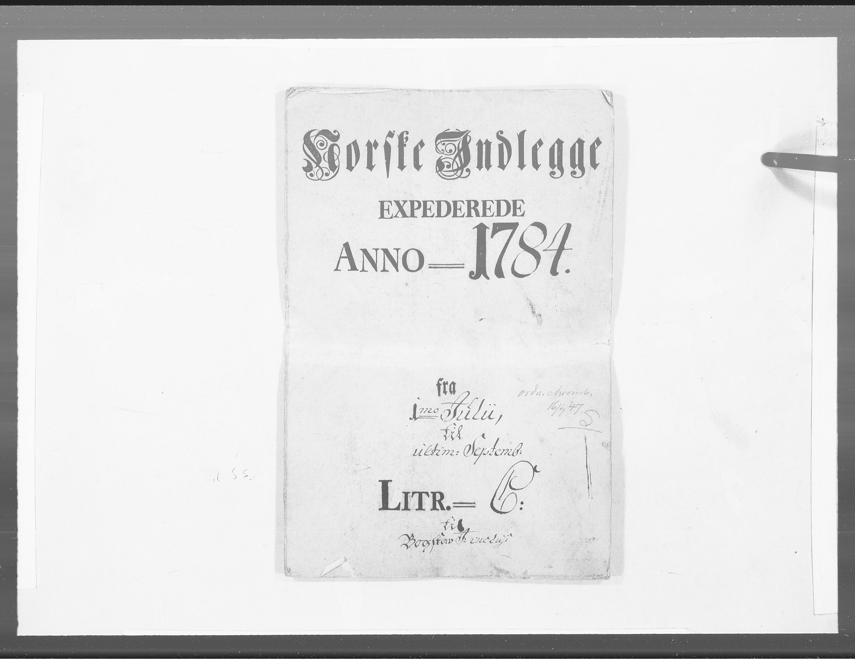 Danske Kanselli 1572-1799, RA/EA-3023/F/Fc/Fcc/Fcca/L0251: Norske innlegg 1572-1799, 1784, p. 1