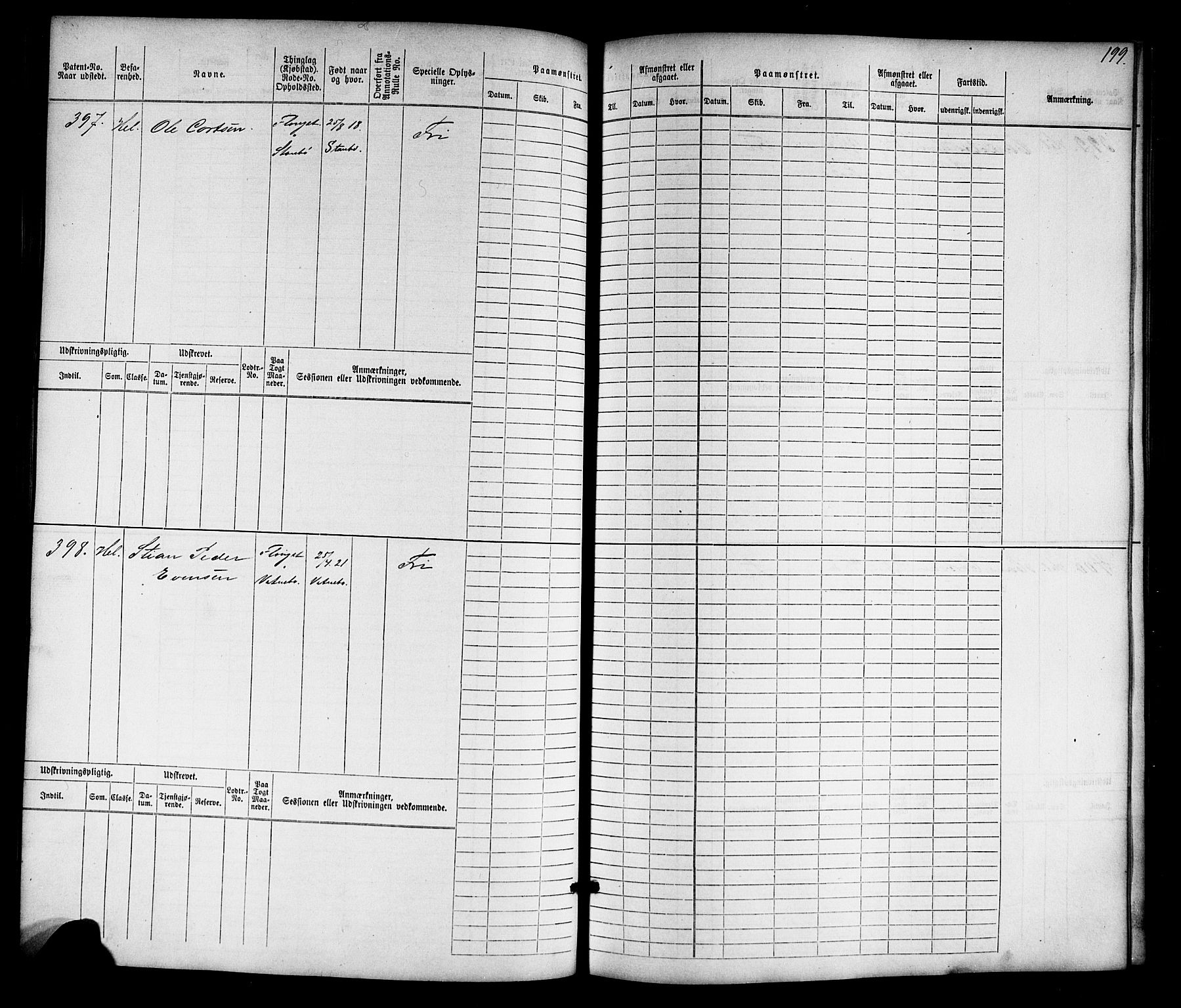 Tvedestrand mønstringskrets, SAK/2031-0011/F/Fb/L0015: Hovedrulle nr 1-766, U-31, 1869-1900, p. 204