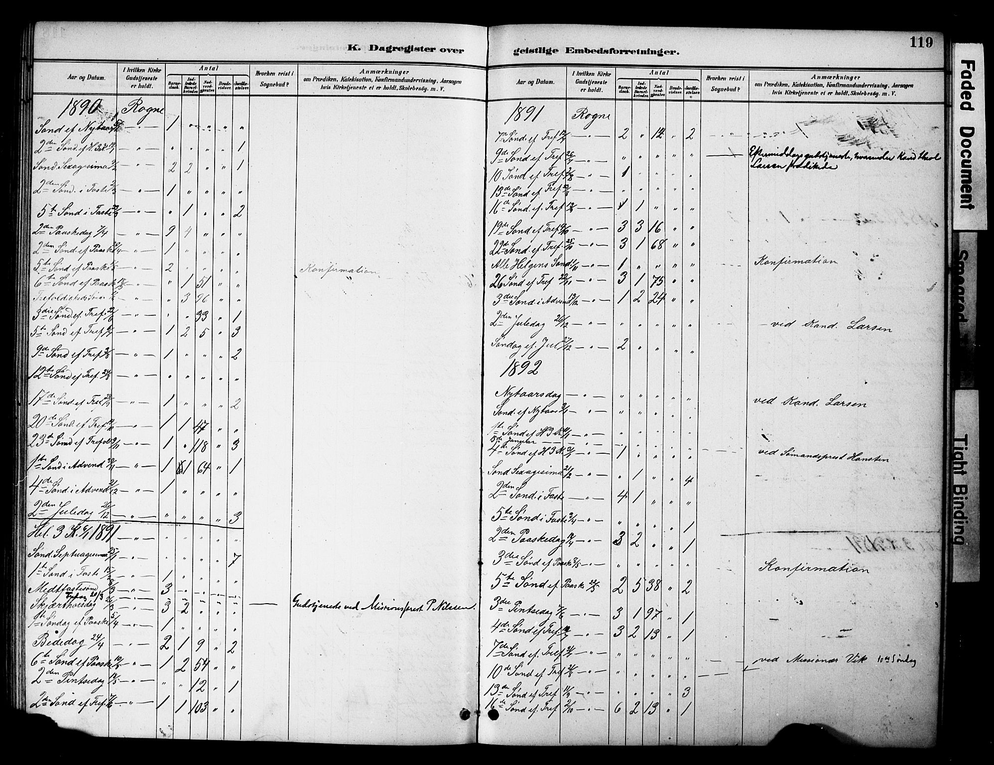 Øystre Slidre prestekontor, AV/SAH-PREST-138/H/Ha/Hab/L0005: Parish register (copy) no. 5, 1887-1910, p. 119