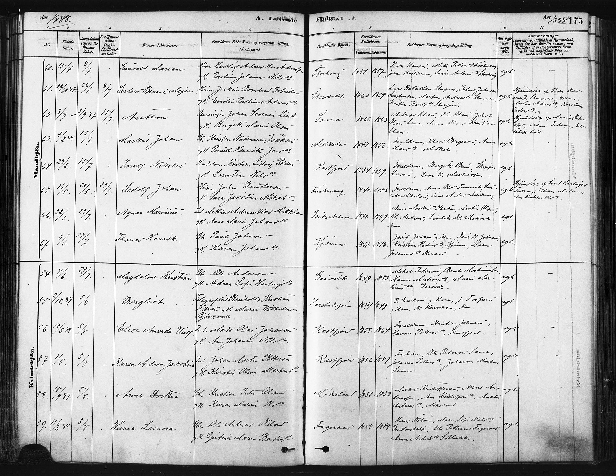 Trondenes sokneprestkontor, SATØ/S-1319/H/Ha/L0014kirke: Parish register (official) no. 14, 1878-1889, p. 175