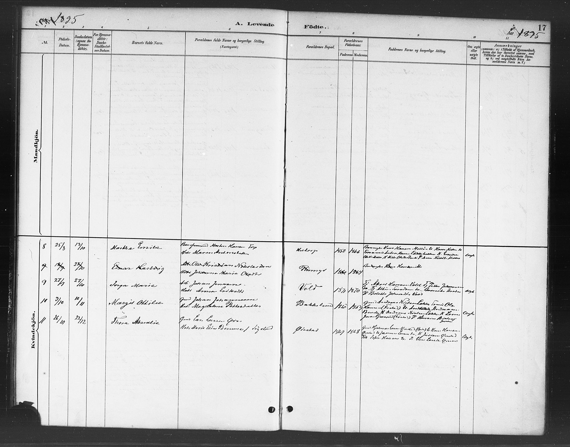 Skjeberg prestekontor Kirkebøker, AV/SAO-A-10923/F/Fc/L0001: Parish register (official) no. III 1, 1886-1897, p. 17