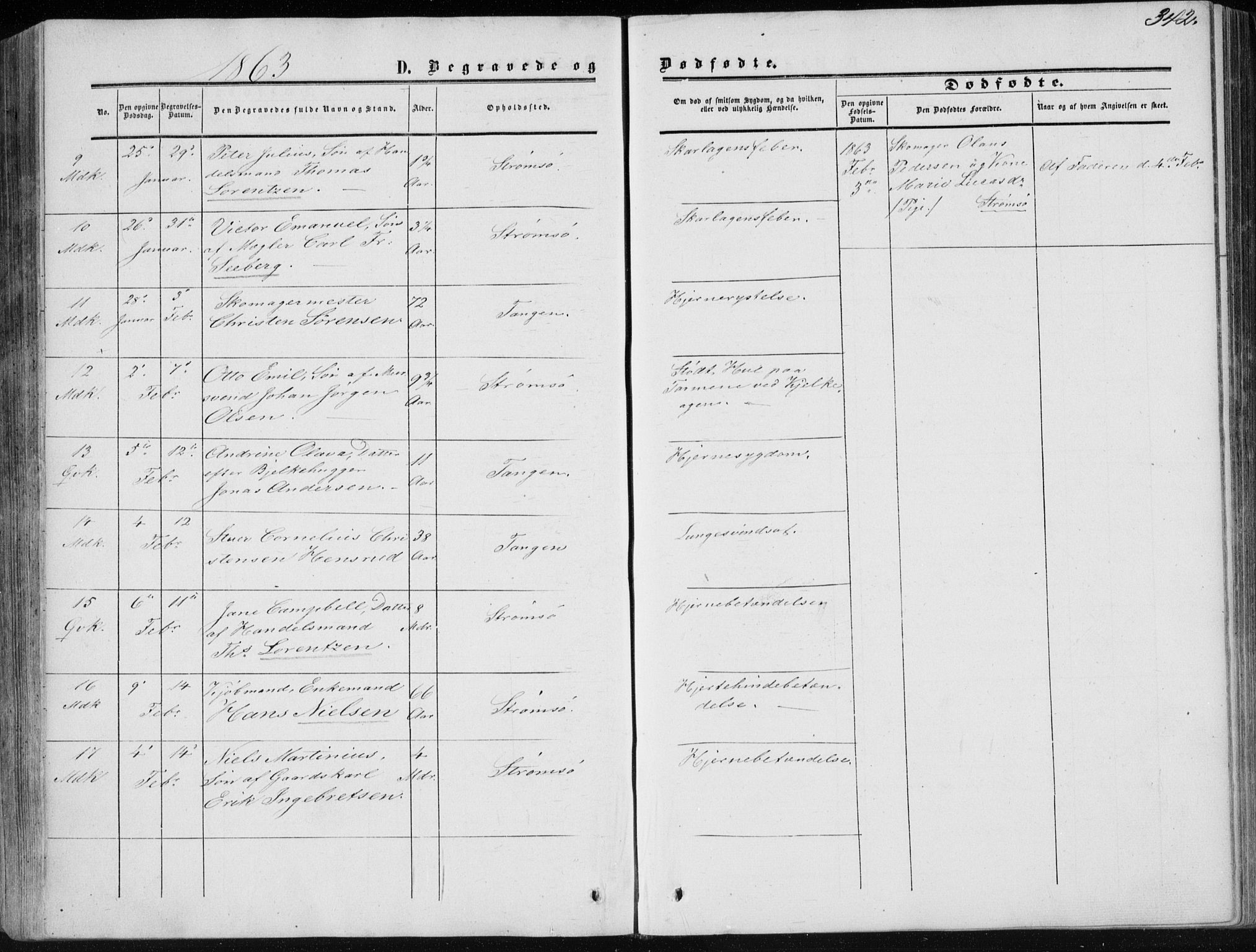 Strømsø kirkebøker, SAKO/A-246/F/Fa/L0015: Parish register (official) no. I 15, 1859-1868, p. 342