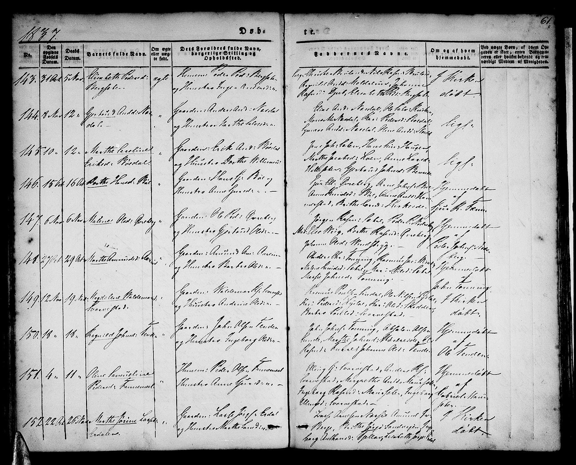 Stryn Sokneprestembete, AV/SAB-A-82501: Parish register (official) no. A 1, 1832-1845, p. 61