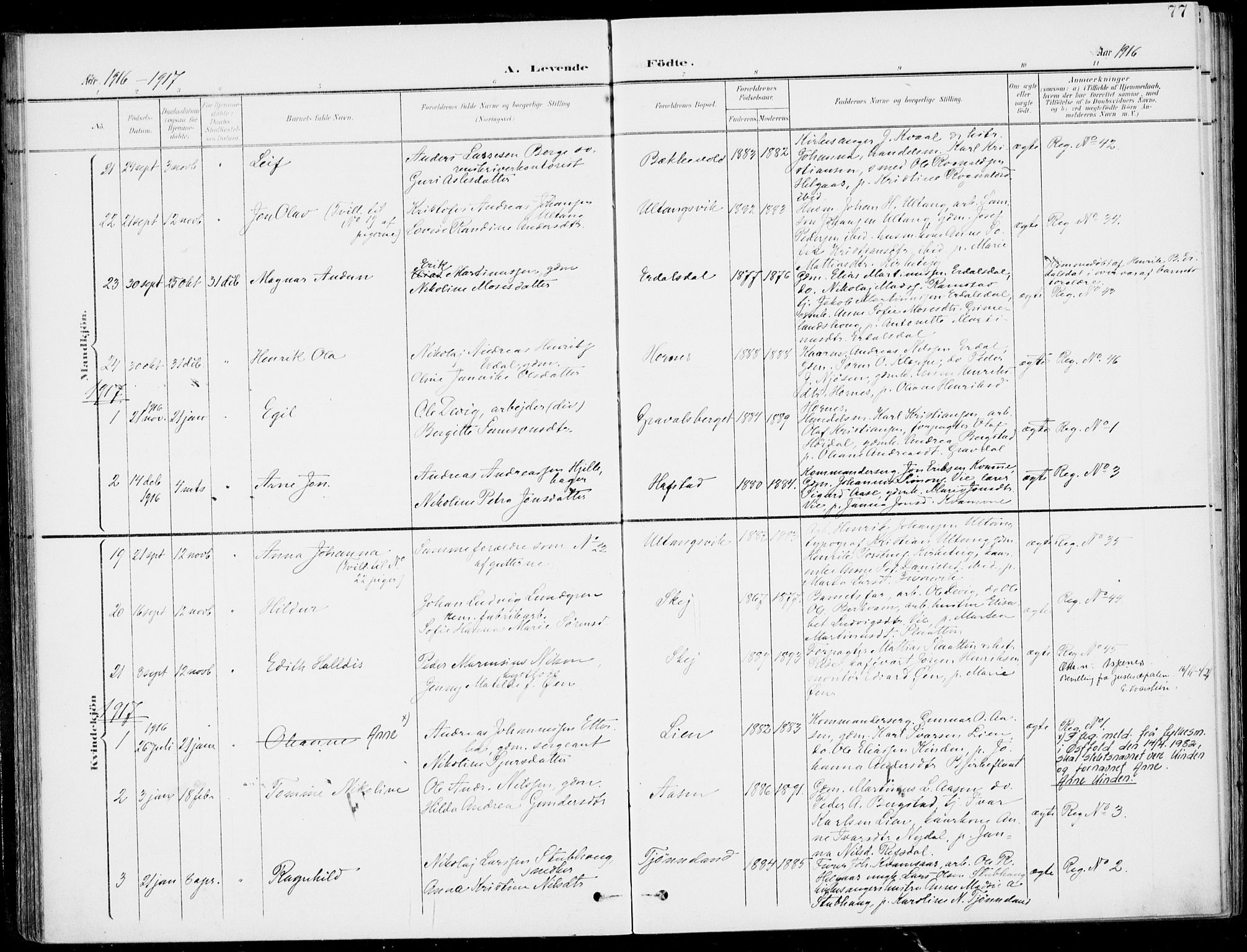 Førde sokneprestembete, AV/SAB-A-79901/H/Haa/Haab/L0002: Parish register (official) no. B  2, 1899-1920, p. 77