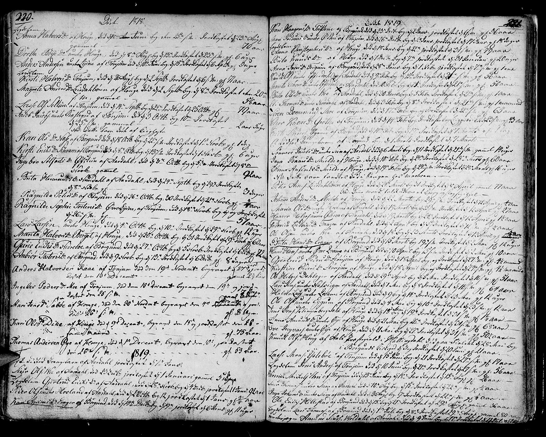 Lærdal sokneprestembete, SAB/A-81201: Parish register (official) no. A 4, 1805-1821, p. 220-221