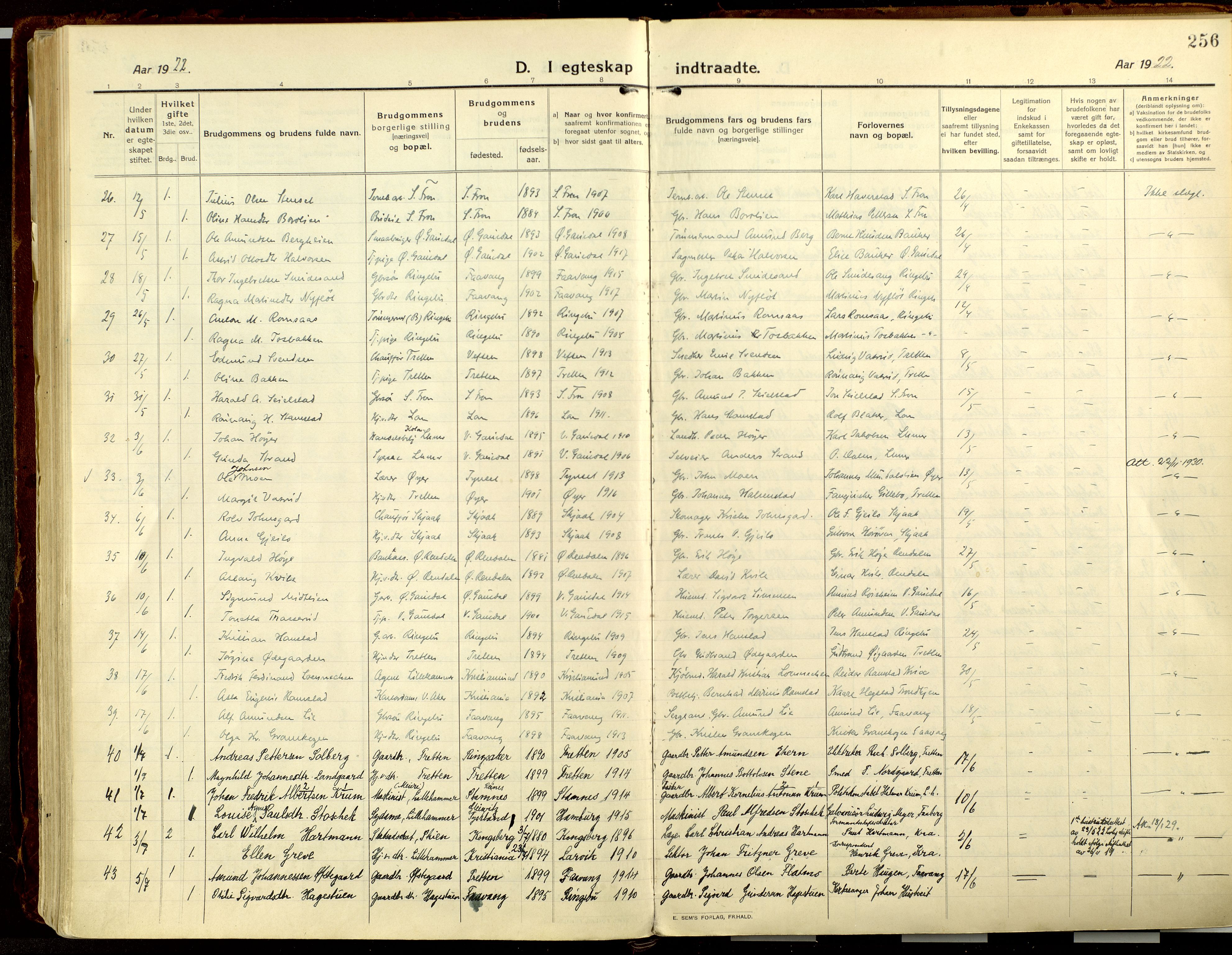 Lillehammer prestekontor, AV/SAH-PREST-088/H/Ha/Haa/L0002: Parish register (official) no. 2, 1917-1932, p. 256