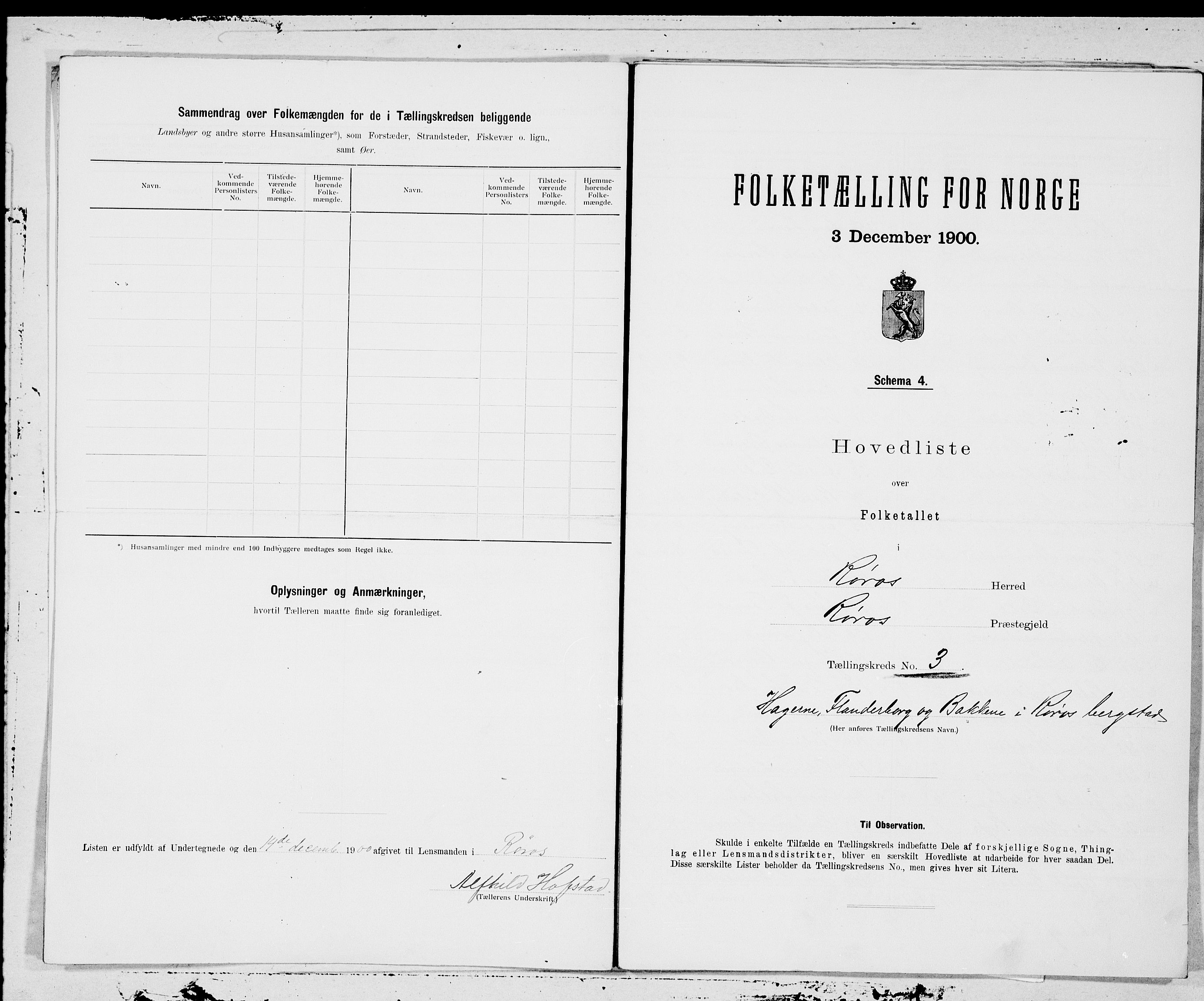 SAT, 1900 census for Røros, 1900, p. 6