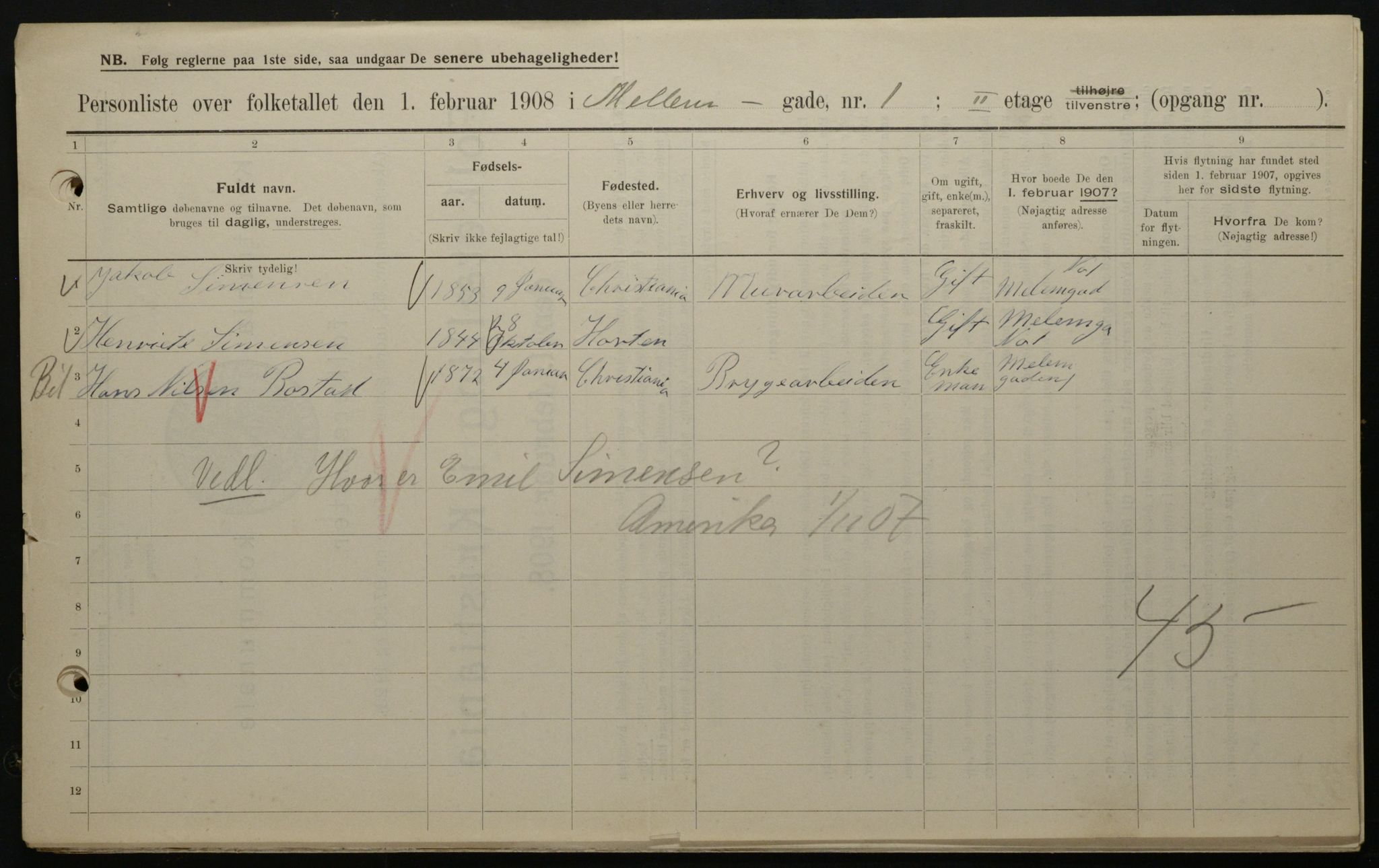 OBA, Municipal Census 1908 for Kristiania, 1908, p. 58293