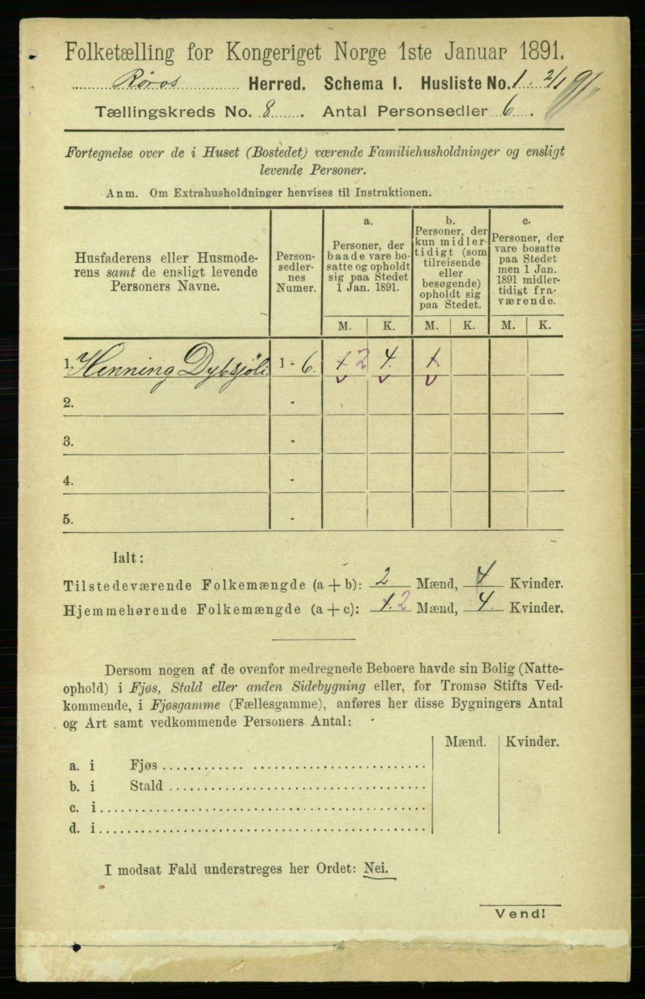 RA, 1891 census for 1640 Røros, 1891, p. 1578