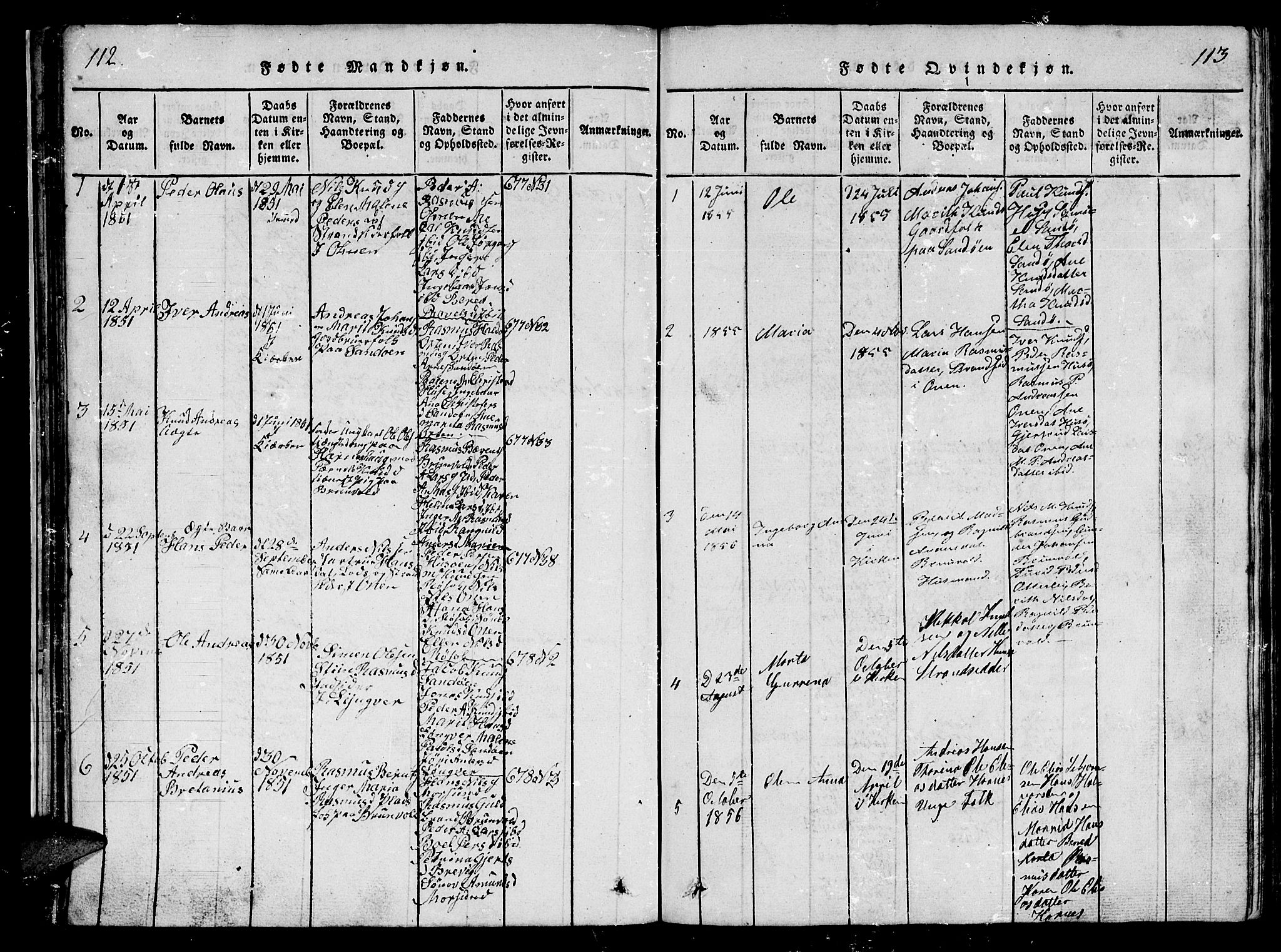 Ministerialprotokoller, klokkerbøker og fødselsregistre - Møre og Romsdal, AV/SAT-A-1454/561/L0731: Parish register (copy) no. 561C01, 1817-1867, p. 112-113