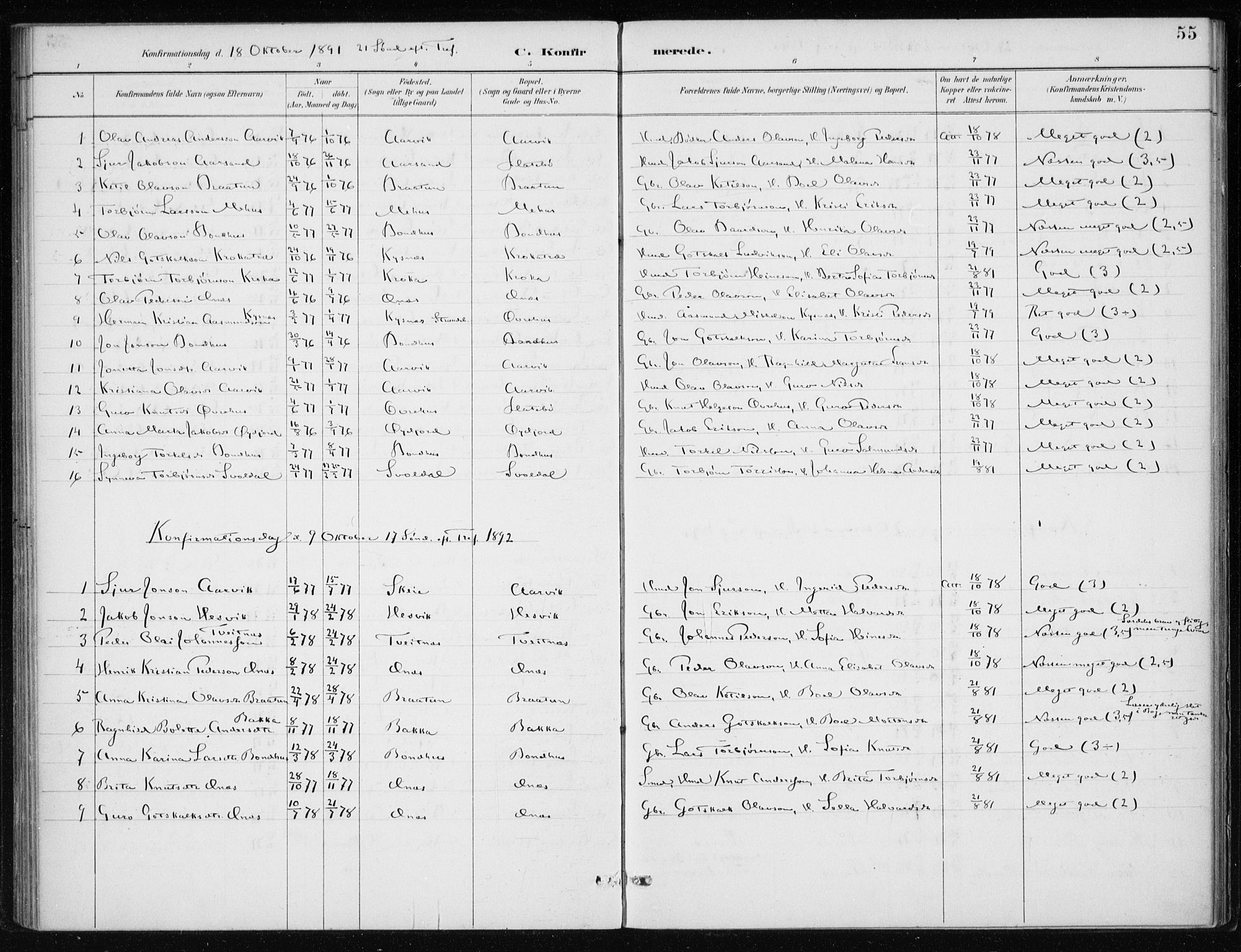 Kvinnherad sokneprestembete, SAB/A-76401/H/Haa: Parish register (official) no. F 1, 1887-1912, p. 55
