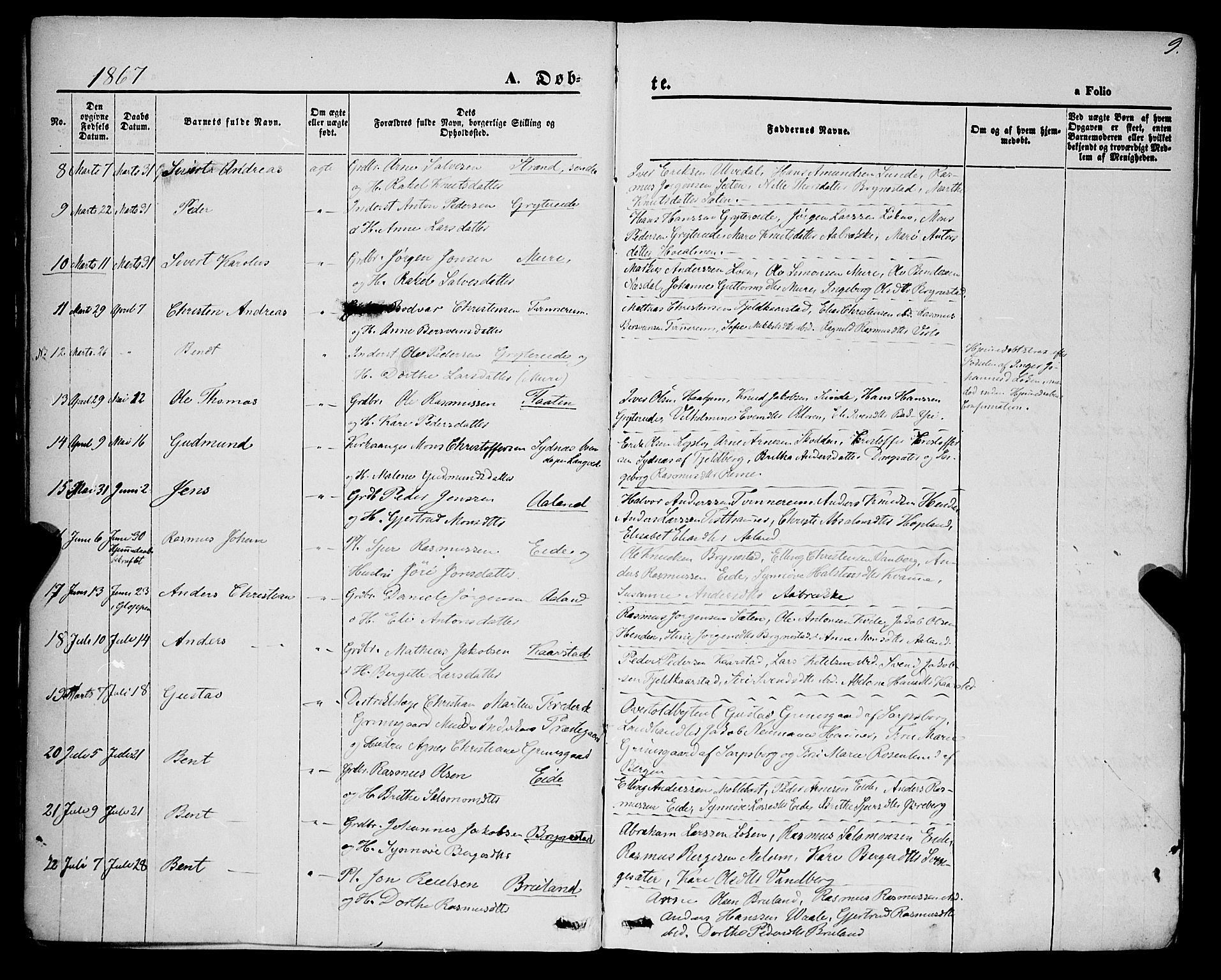 Innvik sokneprestembete, AV/SAB-A-80501: Parish register (official) no. A 6, 1865-1878, p. 9