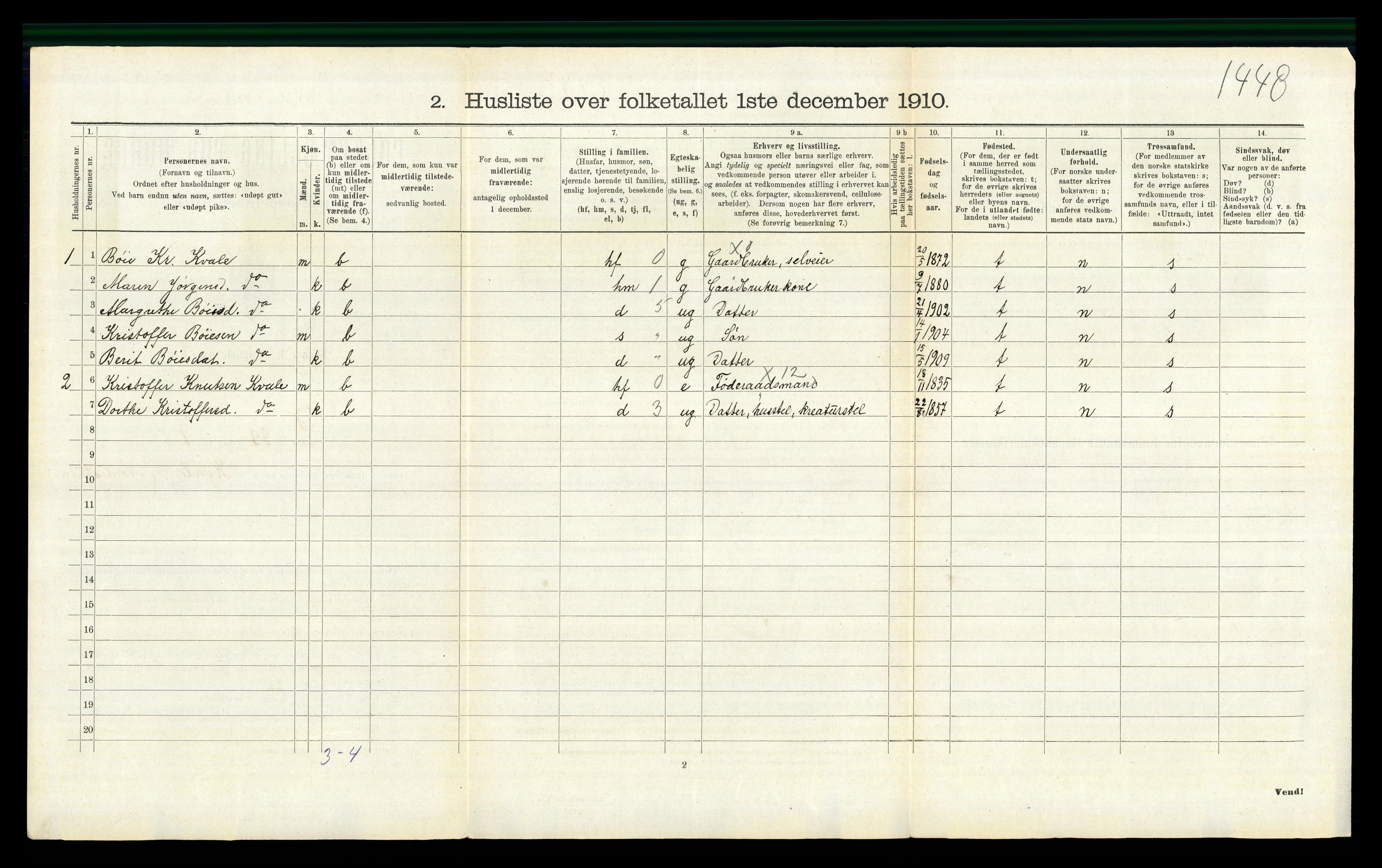 RA, 1910 census for Vang, 1910, p. 296