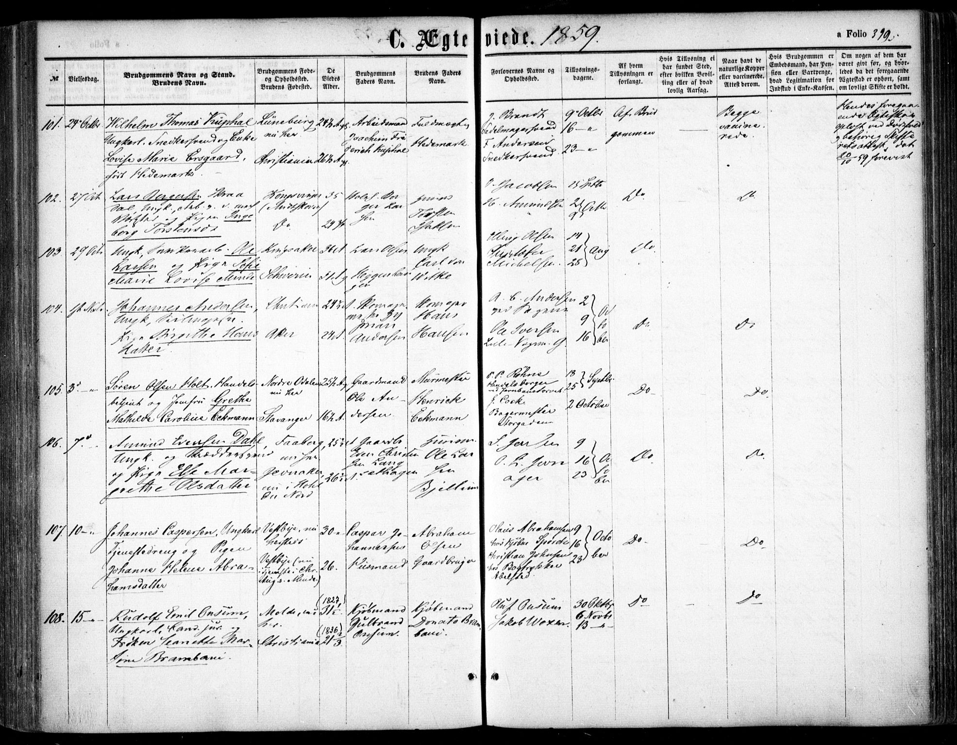 Oslo domkirke Kirkebøker, SAO/A-10752/F/Fa/L0020: Parish register (official) no. 20, 1848-1865, p. 392