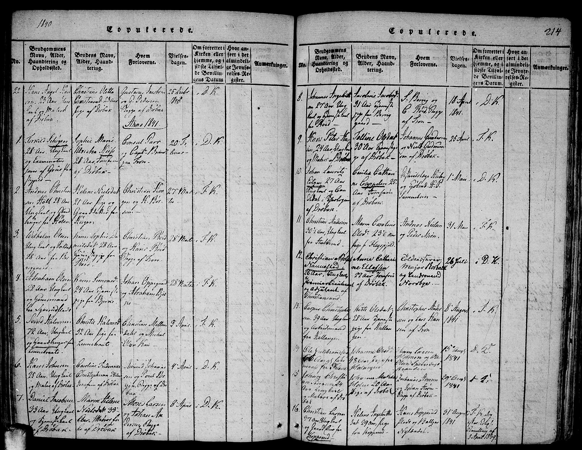 Drøbak prestekontor Kirkebøker, SAO/A-10142a/F/Fa/L0001: Parish register (official) no. I 1, 1816-1842, p. 214