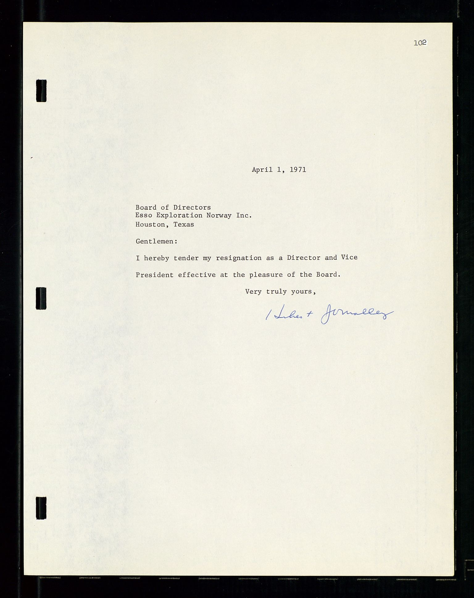 Pa 1512 - Esso Exploration and Production Norway Inc., AV/SAST-A-101917/A/Aa/L0001/0001: Styredokumenter / Corporate records, By-Laws, Board meeting minutes, Incorporations, 1965-1975, p. 102