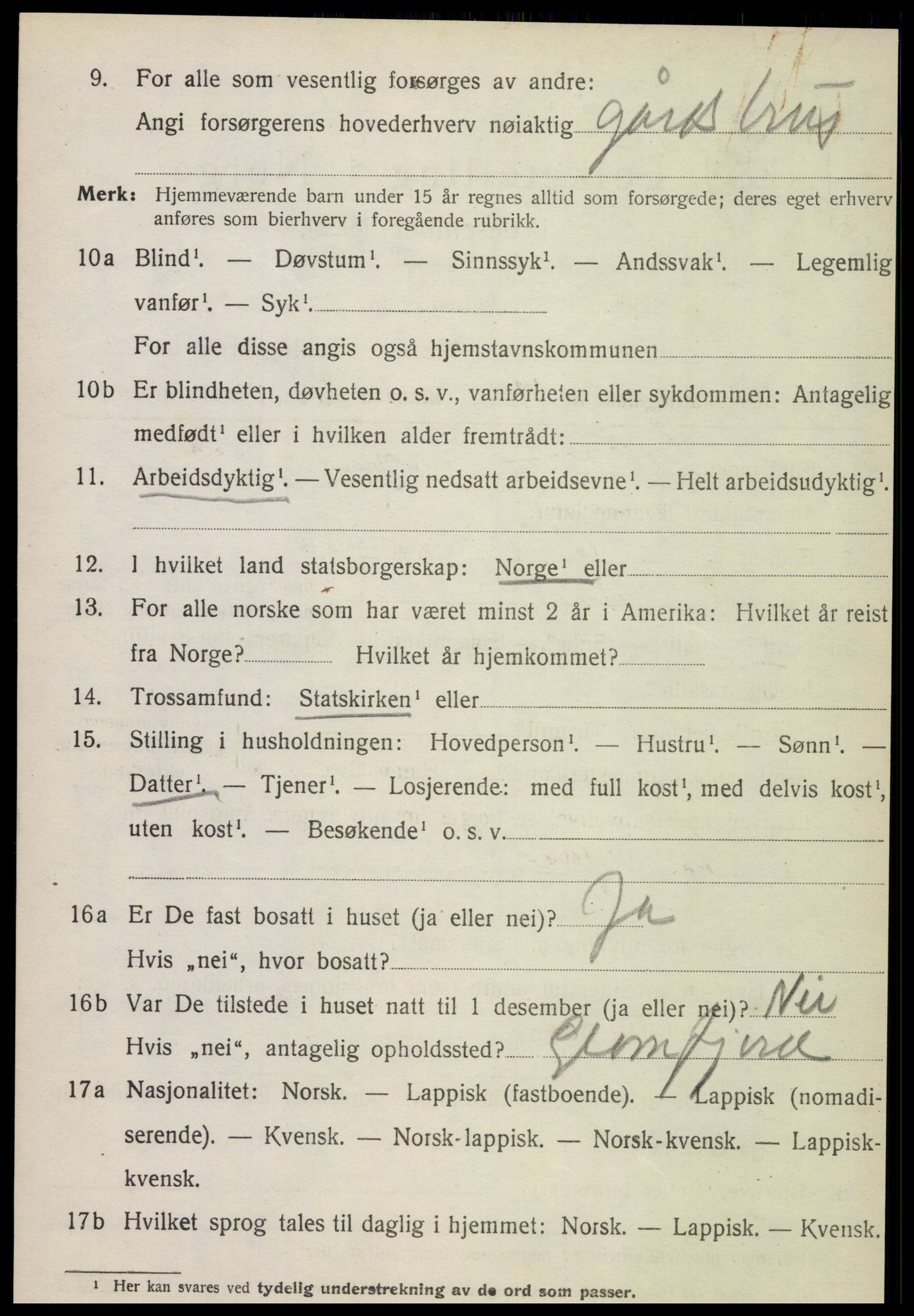 SAT, 1920 census for Meløy, 1920, p. 3448