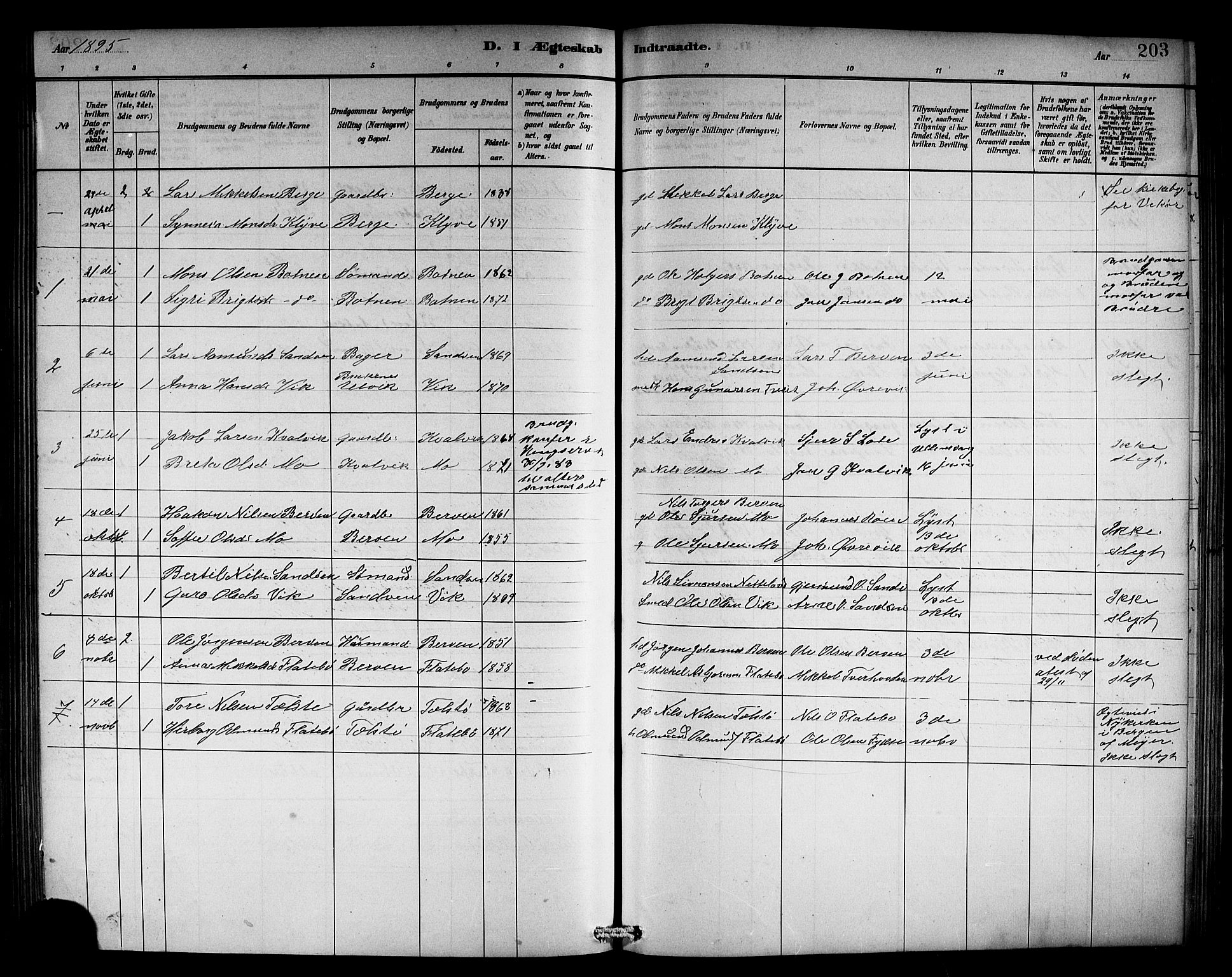 Kvam sokneprestembete, SAB/A-76201/H/Hab: Parish register (copy) no. C 3, 1881-1905, p. 203
