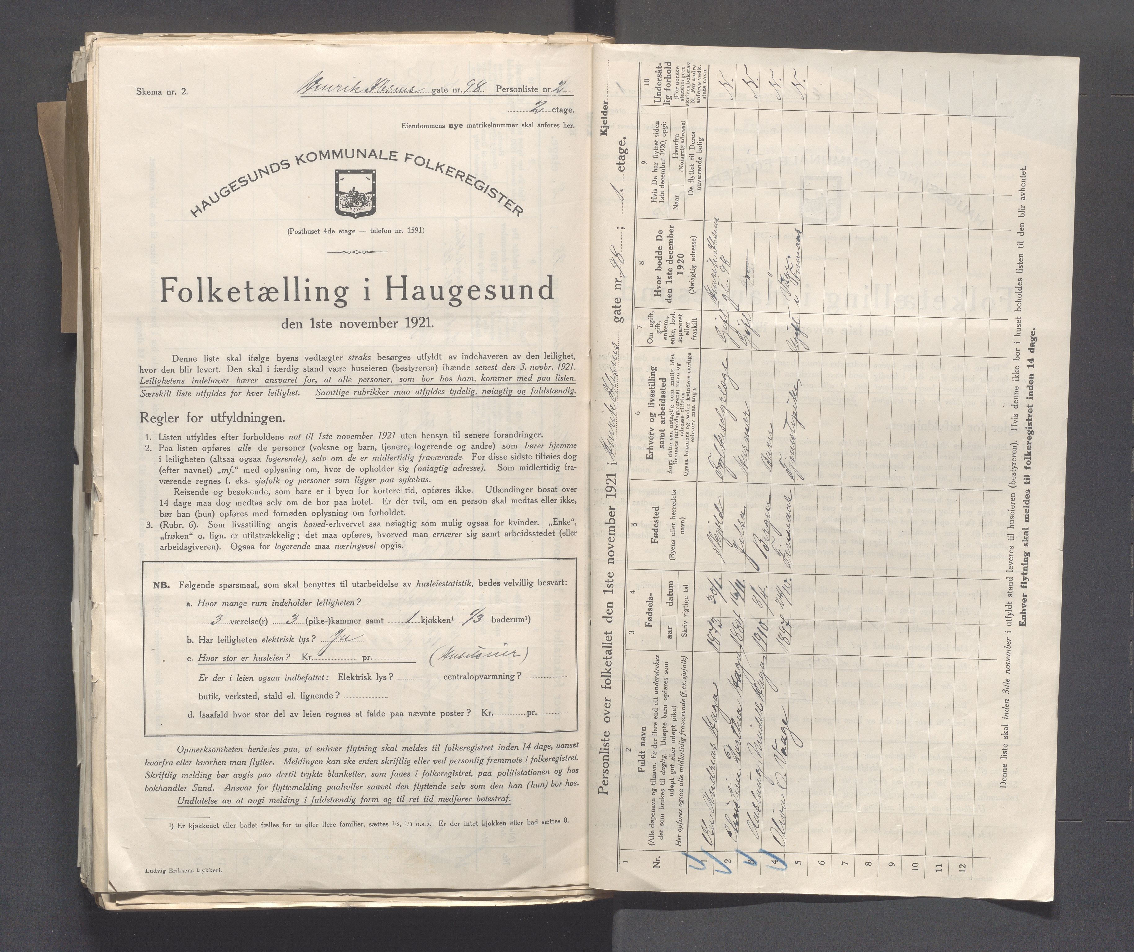 IKAR, Local census 1.11.1921 for Haugesund, 1921, p. 2238