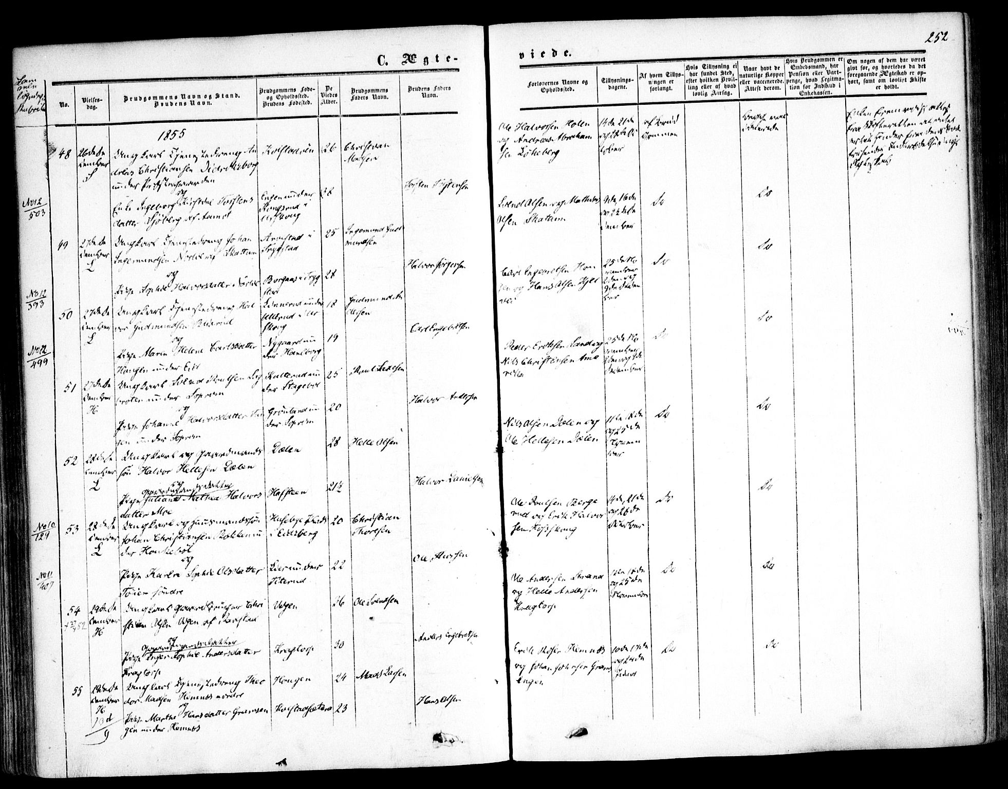 Høland prestekontor Kirkebøker, AV/SAO-A-10346a/F/Fa/L0010: Parish register (official) no. I 10, 1854-1861, p. 252