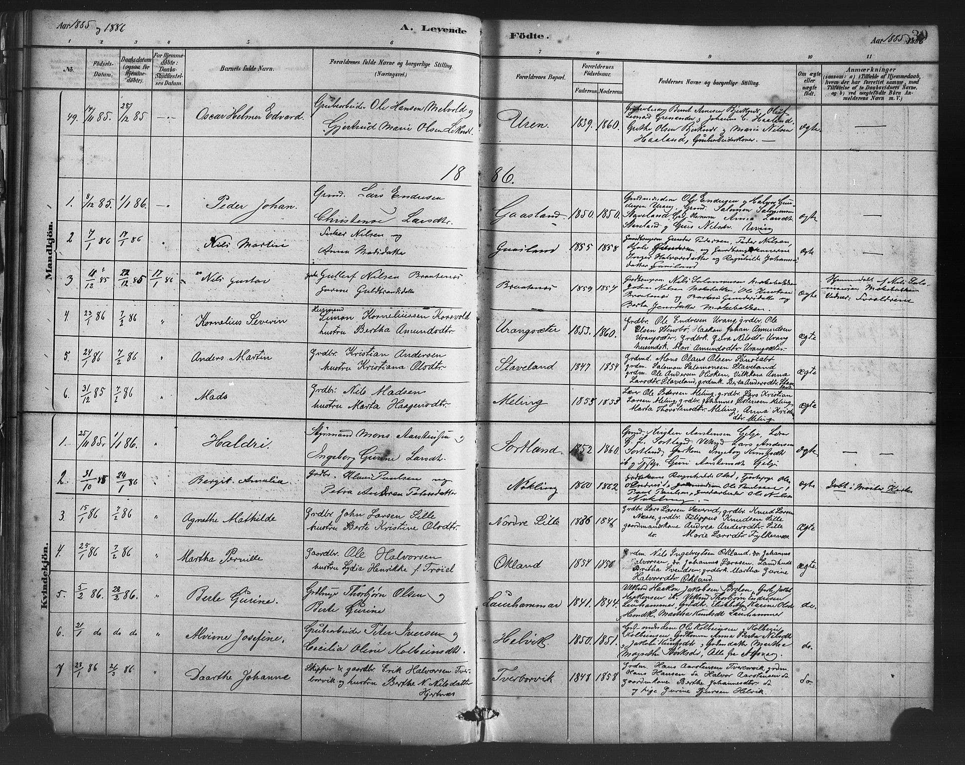 Finnås sokneprestembete, SAB/A-99925/H/Ha/Haa/Haac/L0001: Parish register (official) no. C 1, 1881-1894, p. 39