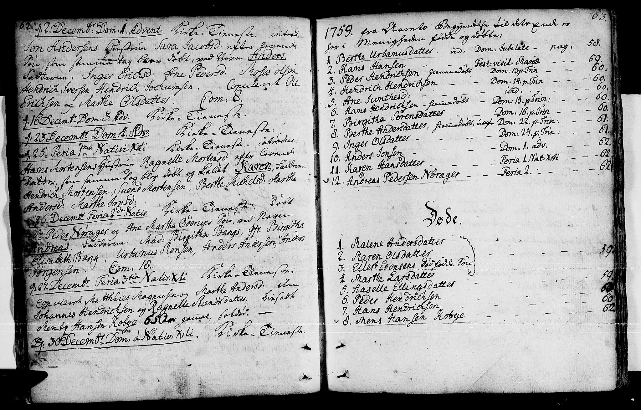 Loppa sokneprestkontor, SATØ/S-1339/H/Ha/L0001kirke: Parish register (official) no. 1 /1, 1753-1784, p. 62-63