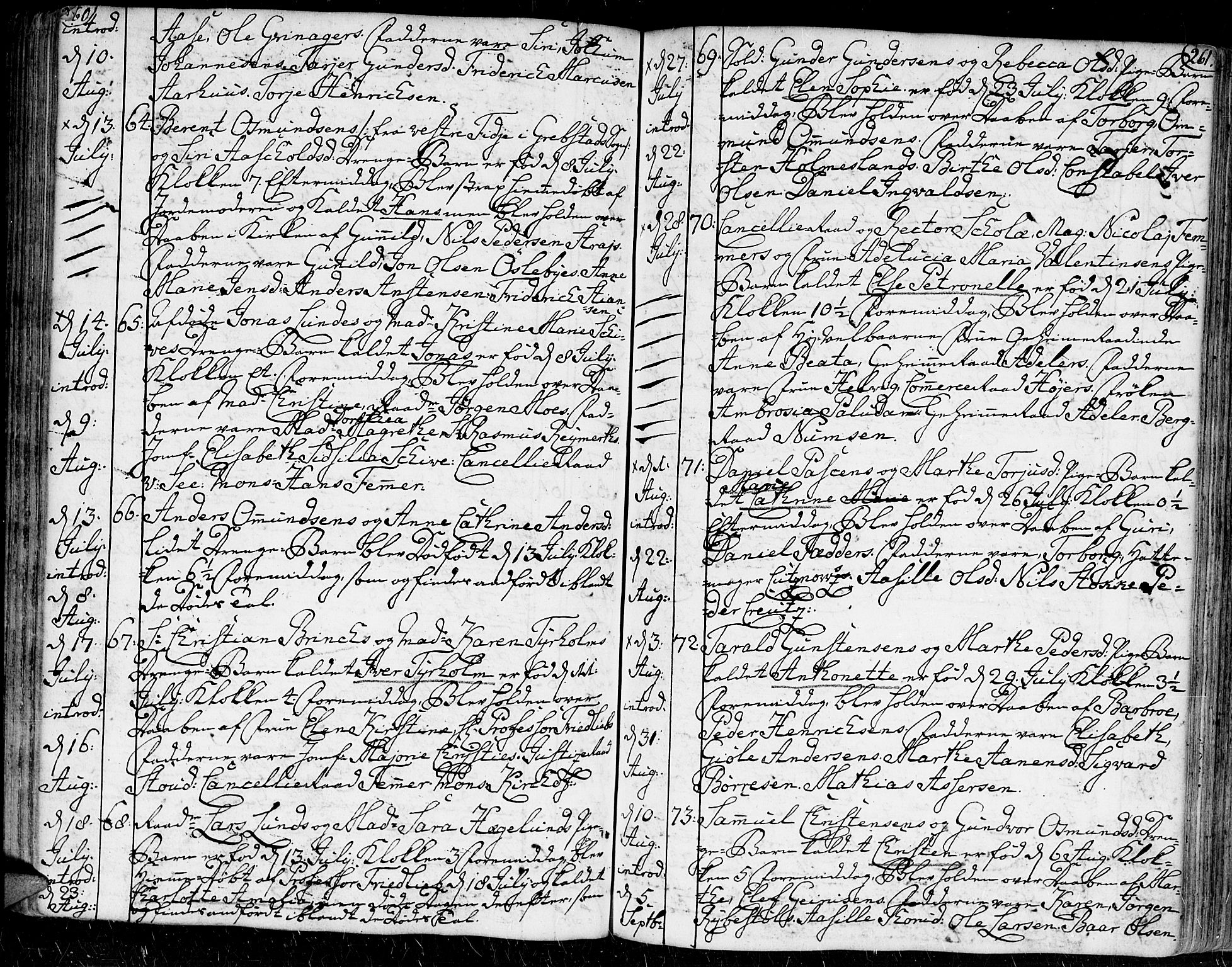 Kristiansand domprosti, AV/SAK-1112-0006/F/Fa/L0002: Parish register (official) no. A 2, 1755-1778, p. 260-261