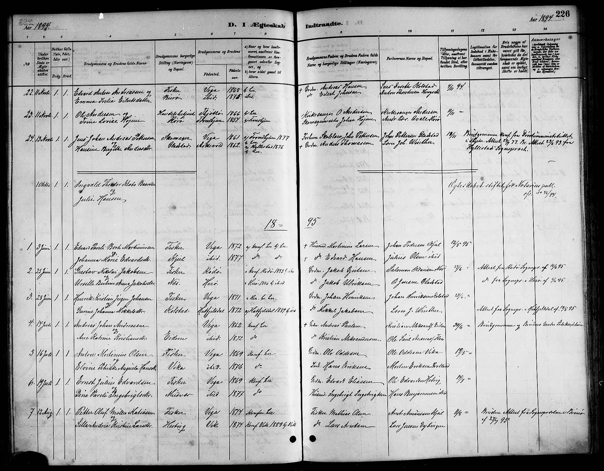 Ministerialprotokoller, klokkerbøker og fødselsregistre - Nordland, AV/SAT-A-1459/816/L0253: Parish register (copy) no. 816C03, 1886-1905, p. 226