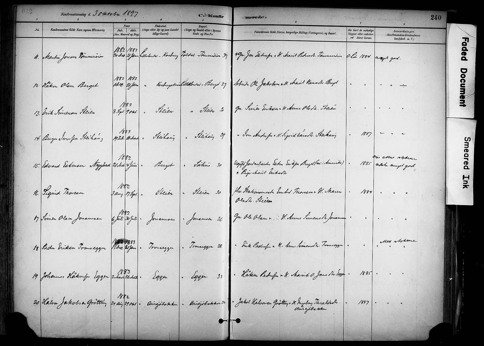 Alvdal prestekontor, AV/SAH-PREST-060/H/Ha/Haa/L0002: Parish register (official) no. 2, 1883-1906, p. 240