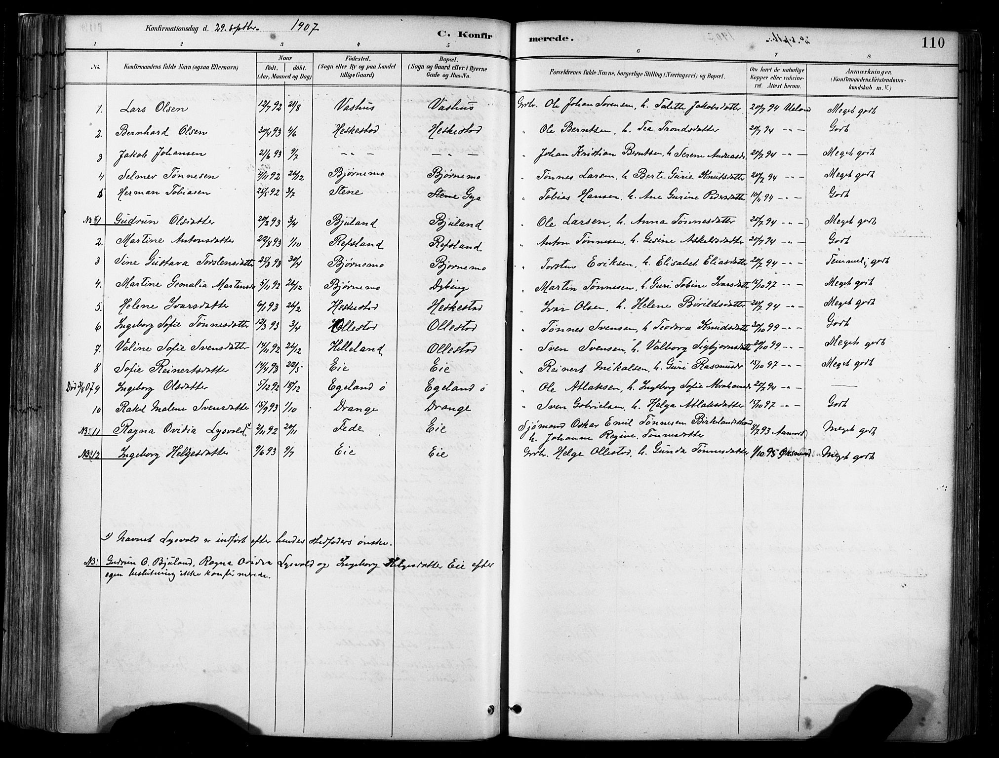 Lund sokneprestkontor, AV/SAST-A-101809/S06/L0012: Parish register (official) no. A 11, 1887-1921, p. 110