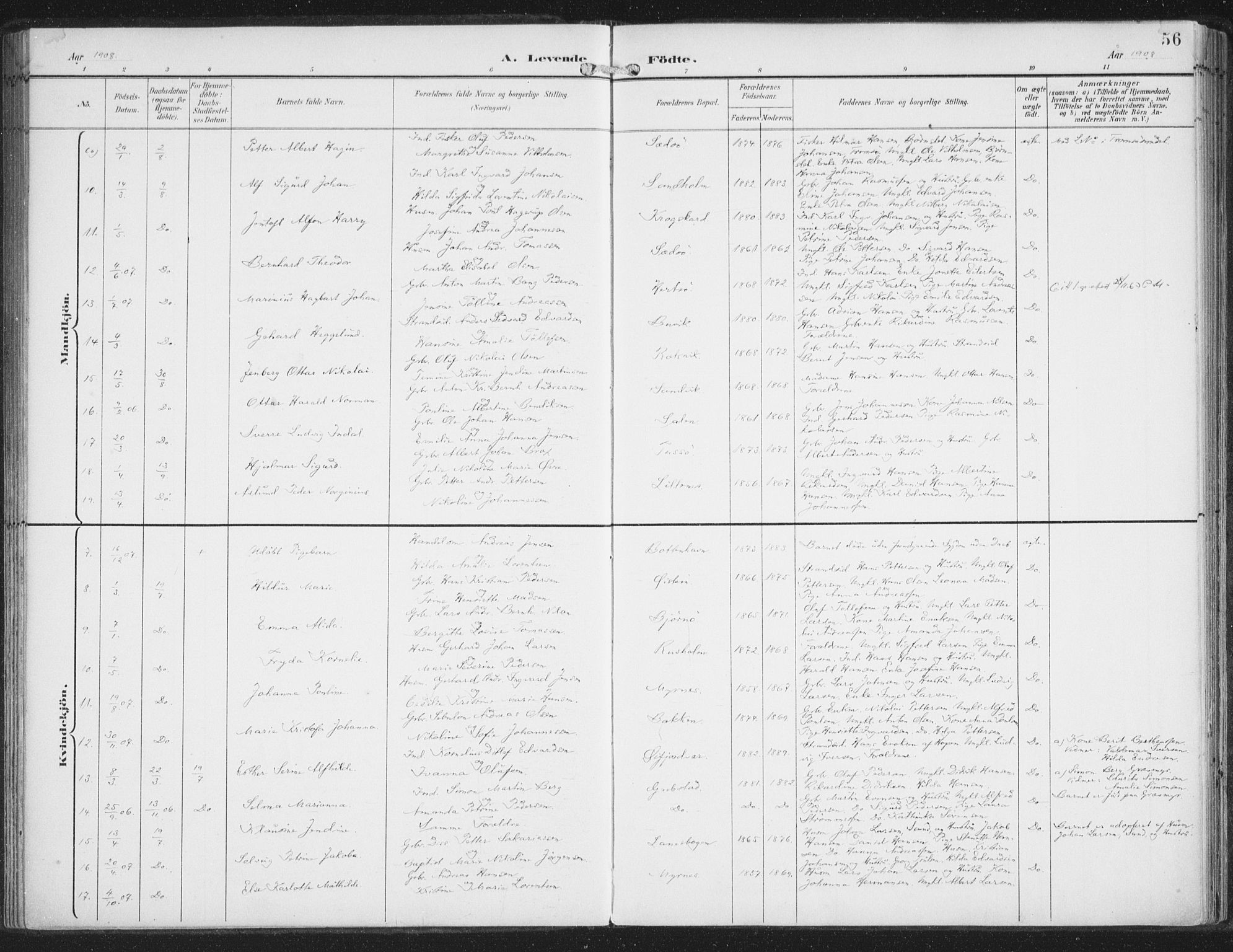Lenvik sokneprestembete, SATØ/S-1310/H/Ha/Haa/L0015kirke: Parish register (official) no. 15, 1896-1915, p. 56