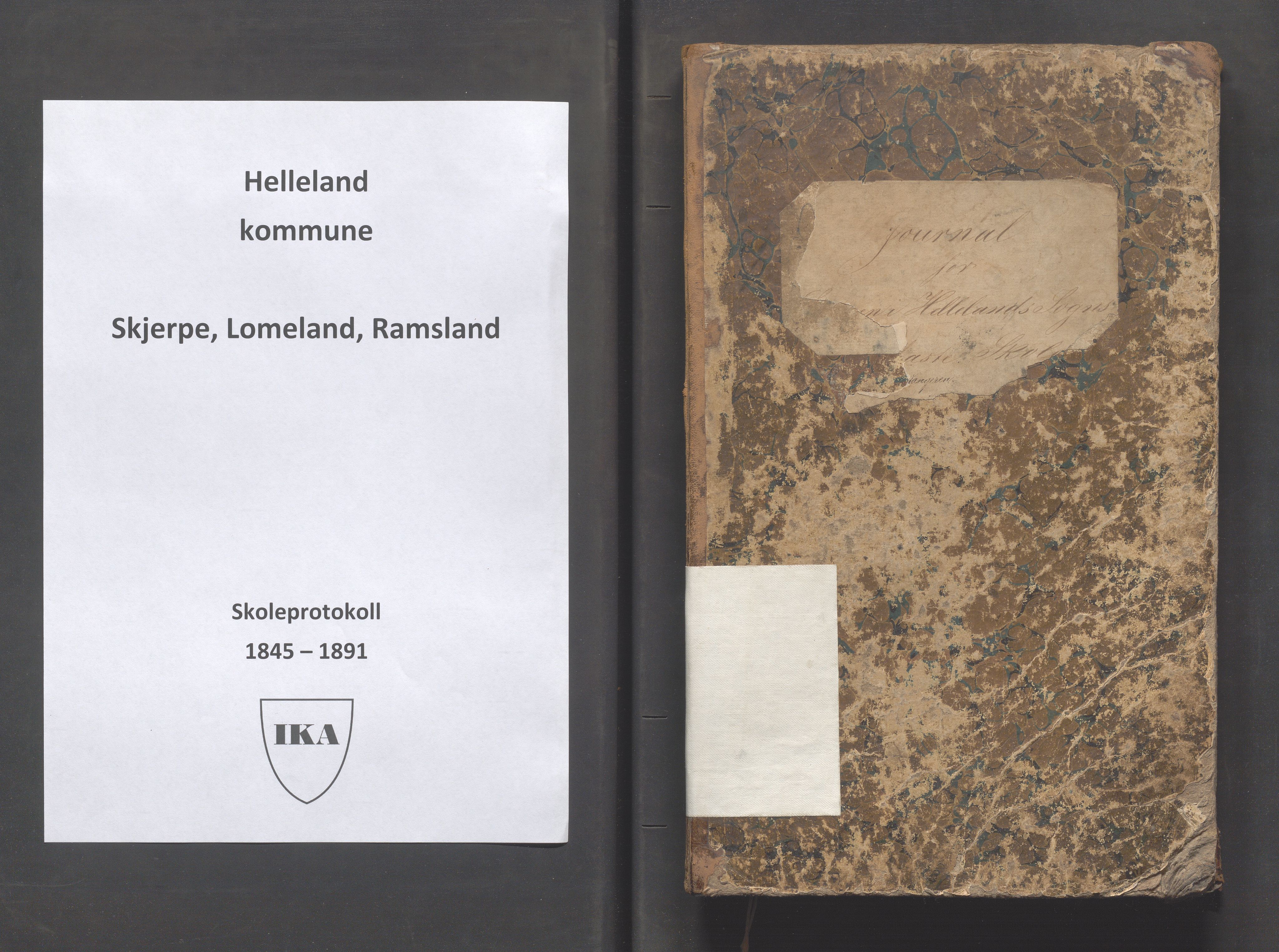 Helleland kommune - Skolekommisjonen/skolestyret, IKAR/K-100486/H/L0005: Skoleprotokoll - Lomeland, Skjerpe, Ramsland, 1845-1891