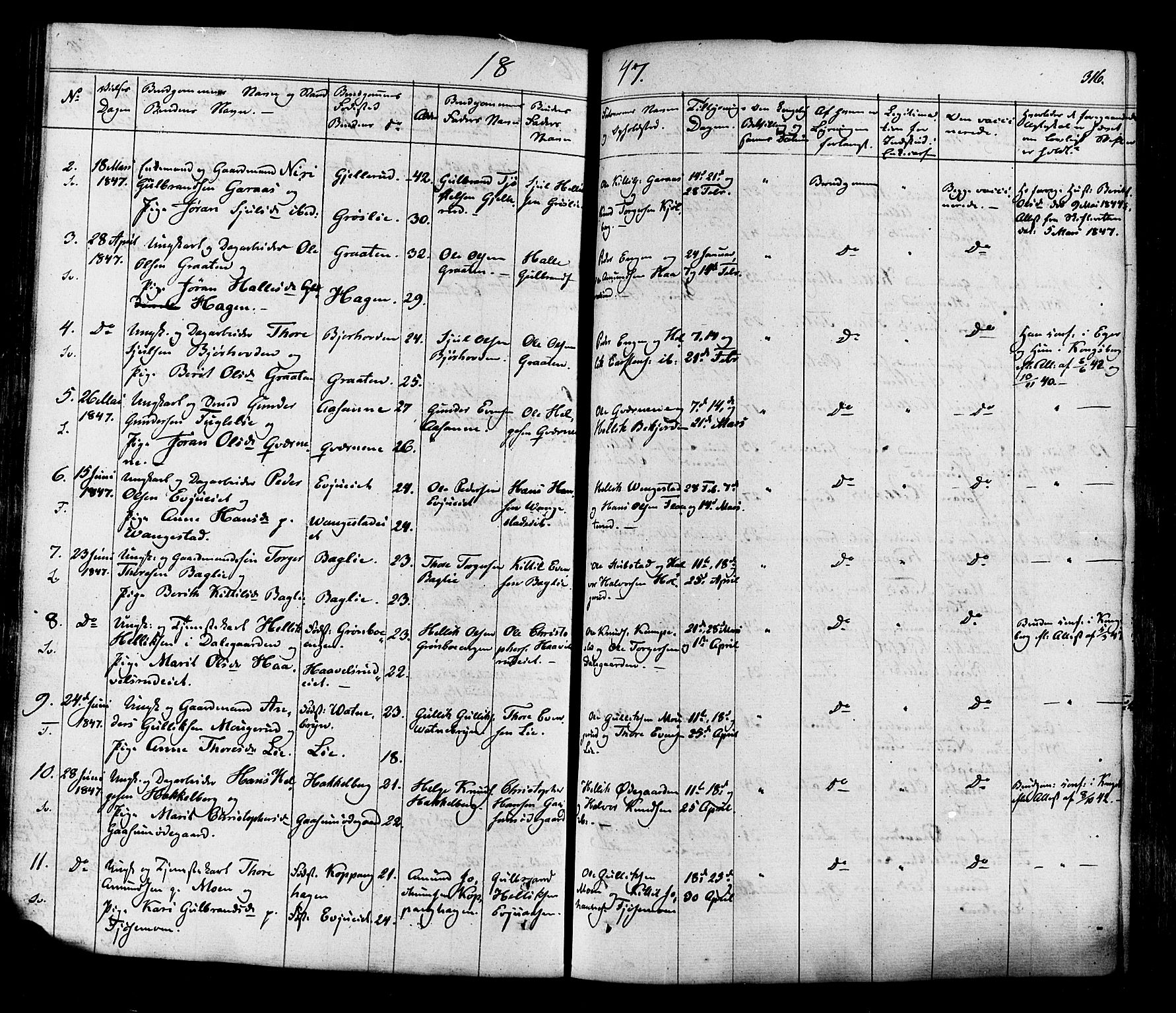 Flesberg kirkebøker, AV/SAKO-A-18/F/Fa/L0006: Parish register (official) no. I 6, 1834-1860, p. 316