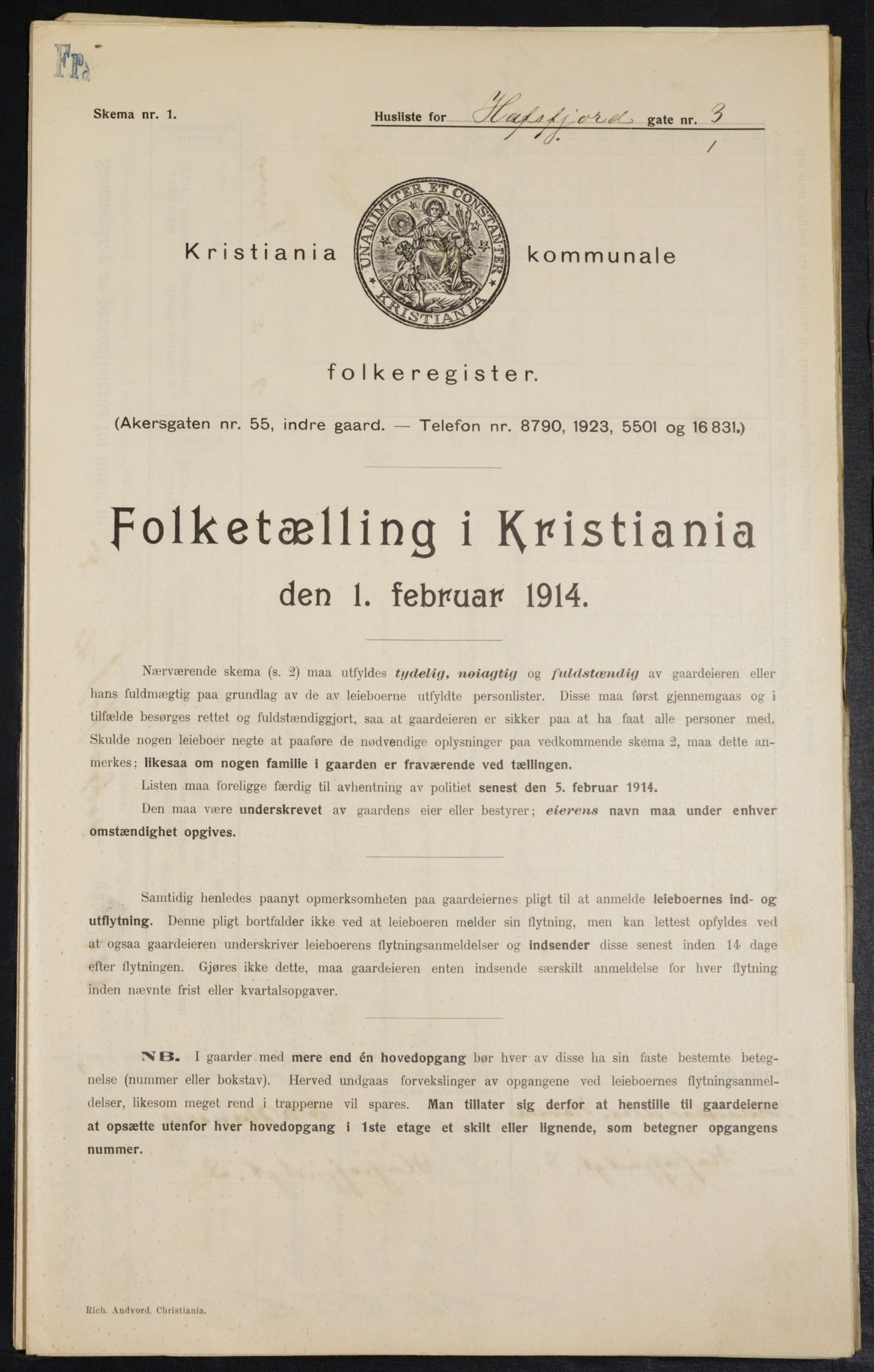 OBA, Municipal Census 1914 for Kristiania, 1914, p. 33367