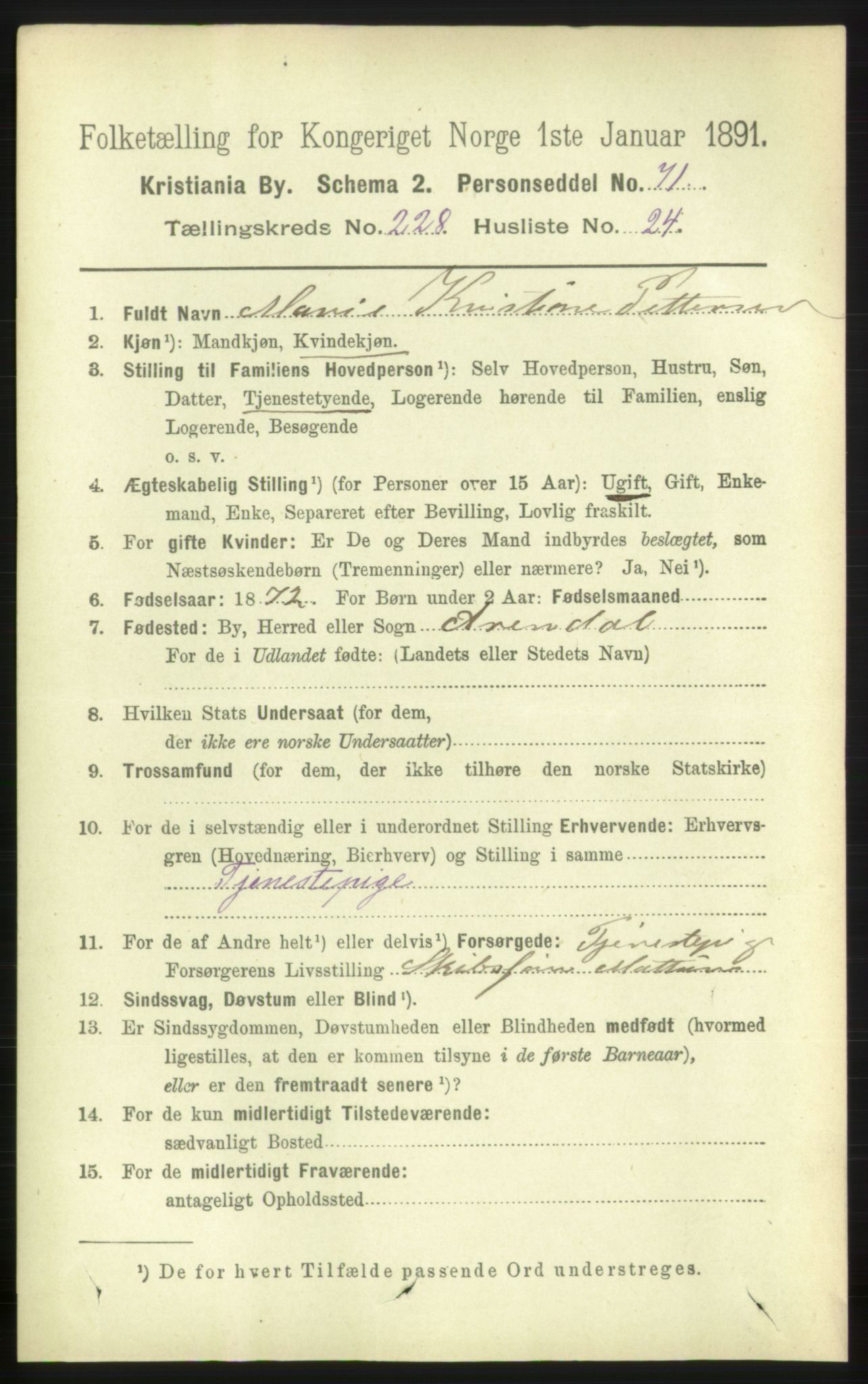 RA, 1891 census for 0301 Kristiania, 1891, p. 140346