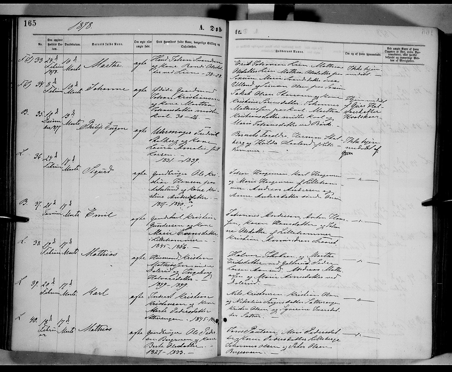 Fåberg prestekontor, AV/SAH-PREST-086/H/Ha/Haa/L0007: Parish register (official) no. 7, 1868-1878, p. 165
