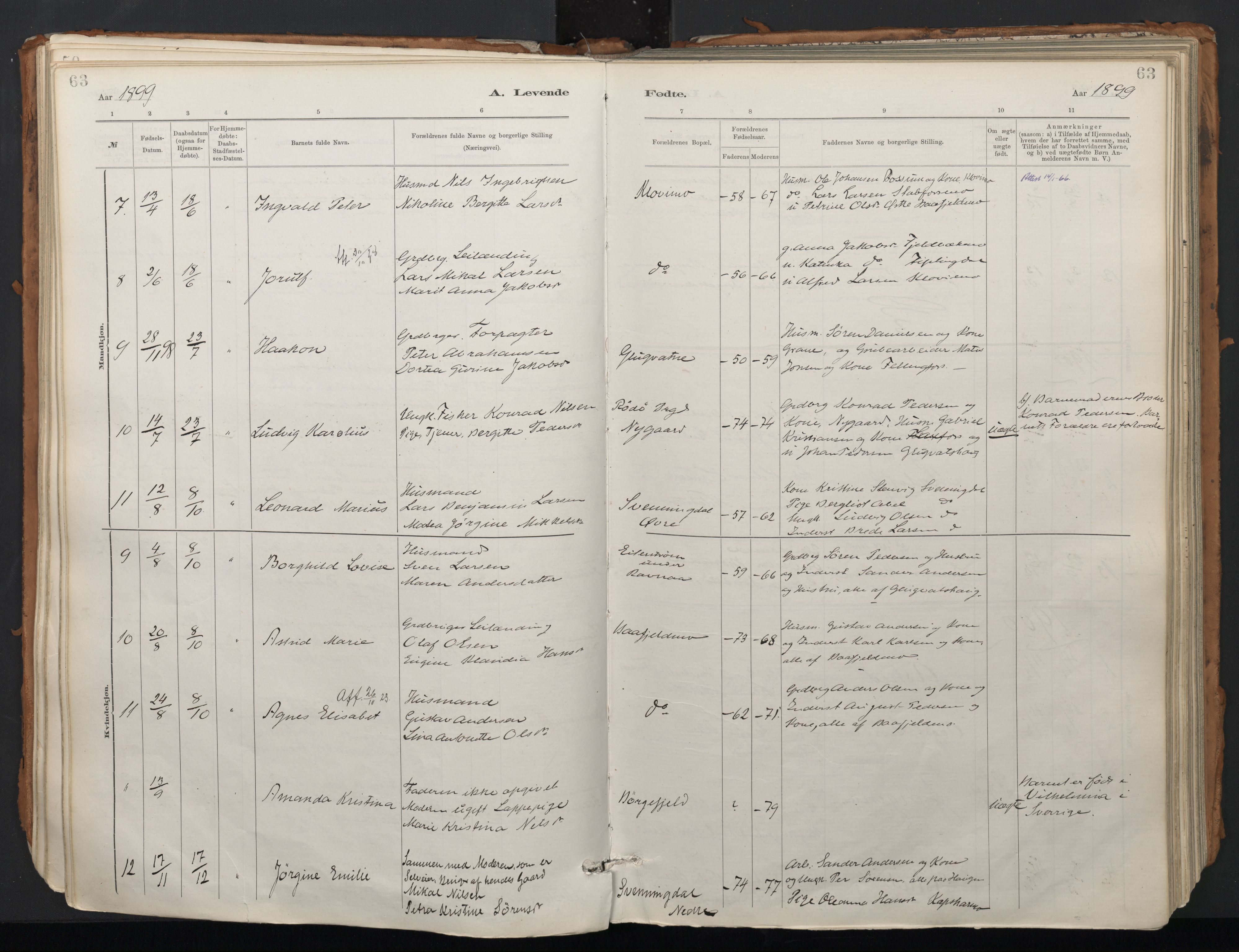 Ministerialprotokoller, klokkerbøker og fødselsregistre - Nordland, AV/SAT-A-1459/824/L0338: Parish register (official) no. 824A01, 1880-1915, p. 63