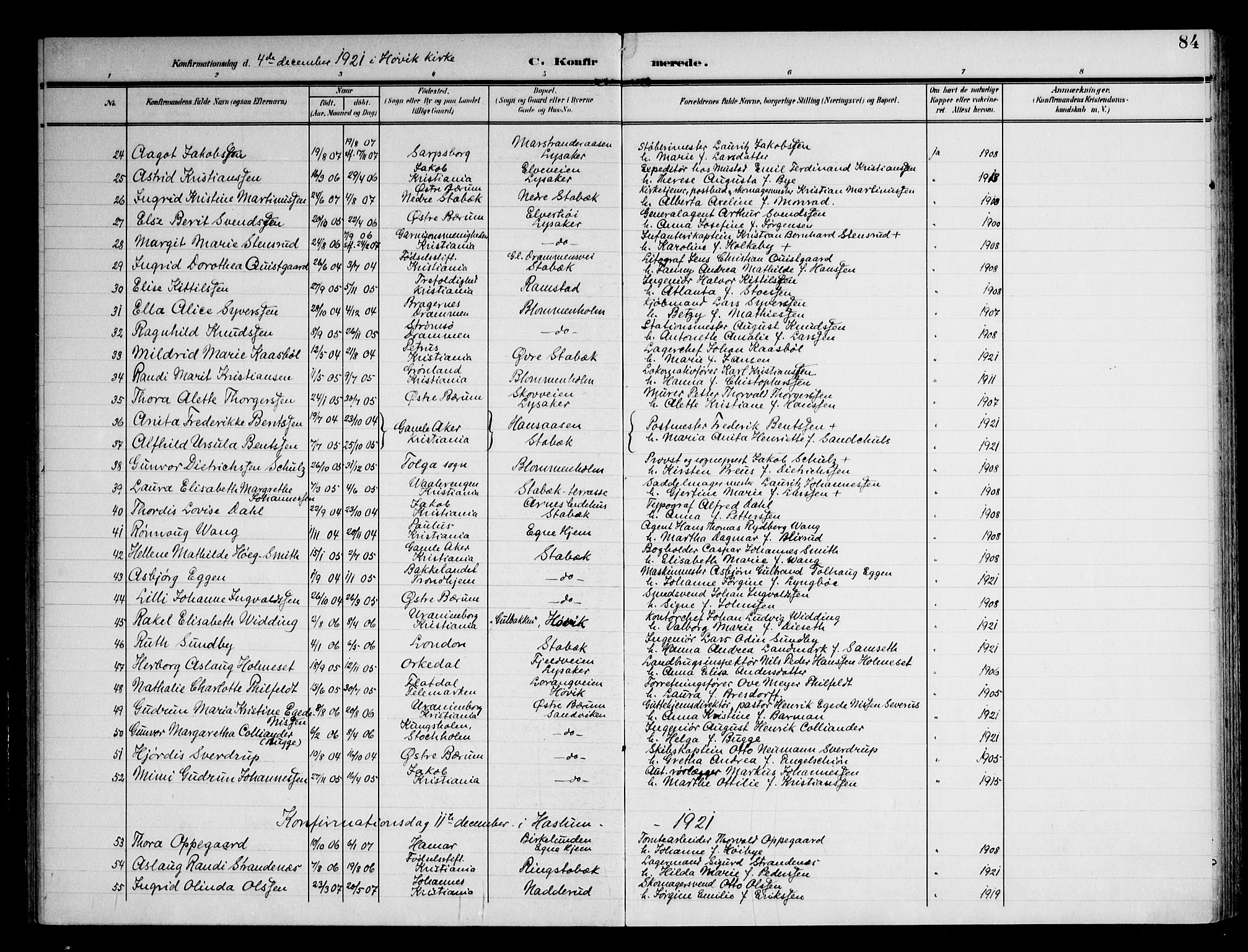 Østre Bærum prestekontor Kirkebøker, AV/SAO-A-10887/F/Fa/L0002: Parish register (official) no. 2, 1904-1924, p. 84