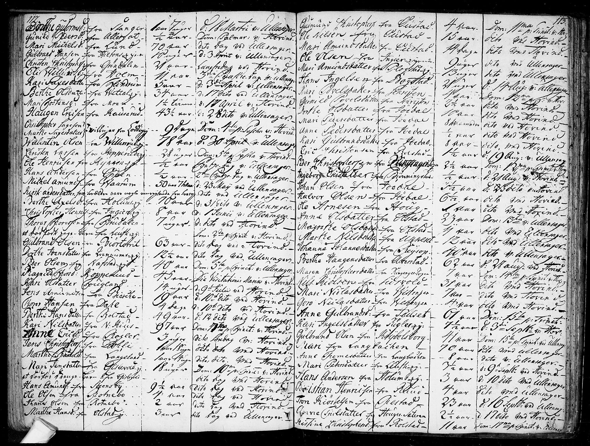 Ullensaker prestekontor Kirkebøker, SAO/A-10236a/F/Fa/L0010: Parish register (official) no. I 10, 1733-1776, p. 112-113