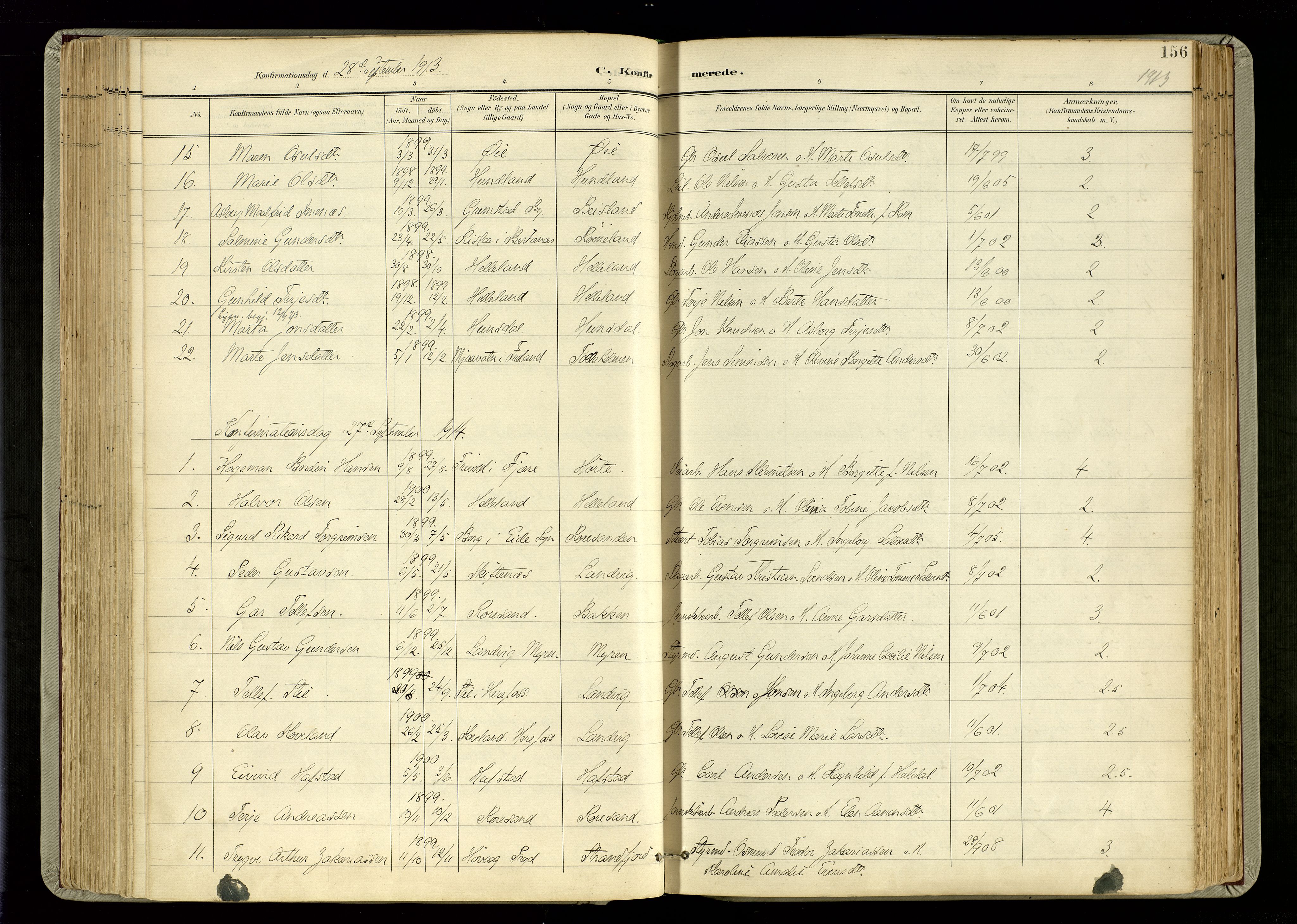 Hommedal sokneprestkontor, SAK/1111-0023/F/Fa/Fab/L0007: Parish register (official) no. A 7, 1898-1924, p. 156
