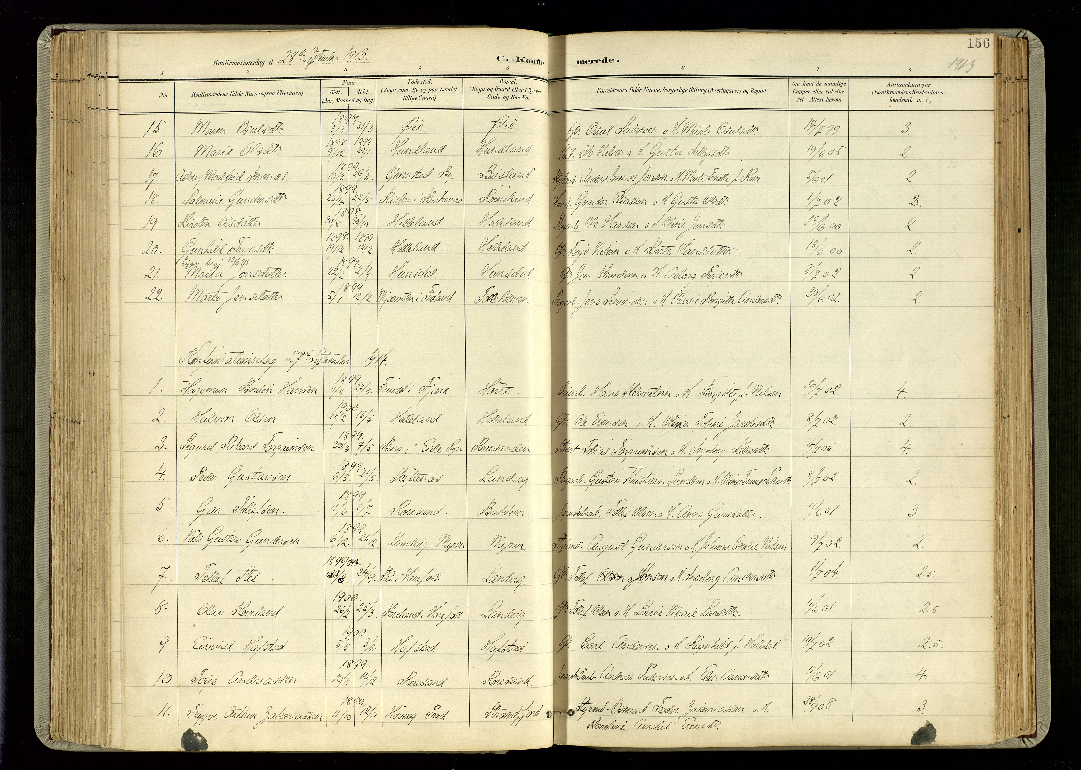 Hommedal sokneprestkontor, AV/SAK-1111-0023/F/Fa/Fab/L0007: Parish register (official) no. A 7, 1898-1924, p. 156