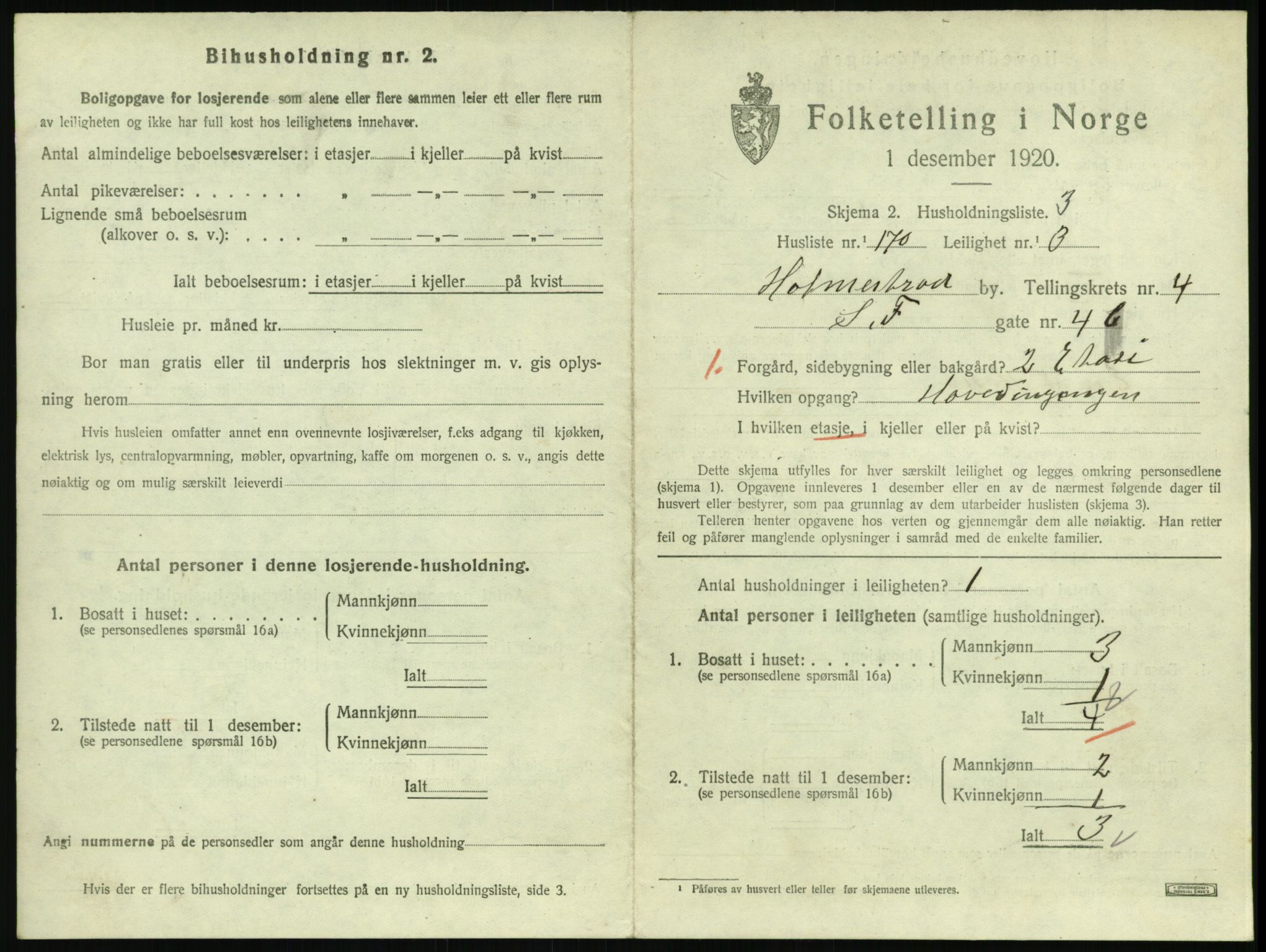 SAKO, 1920 census for Holmestrand, 1920, p. 1458