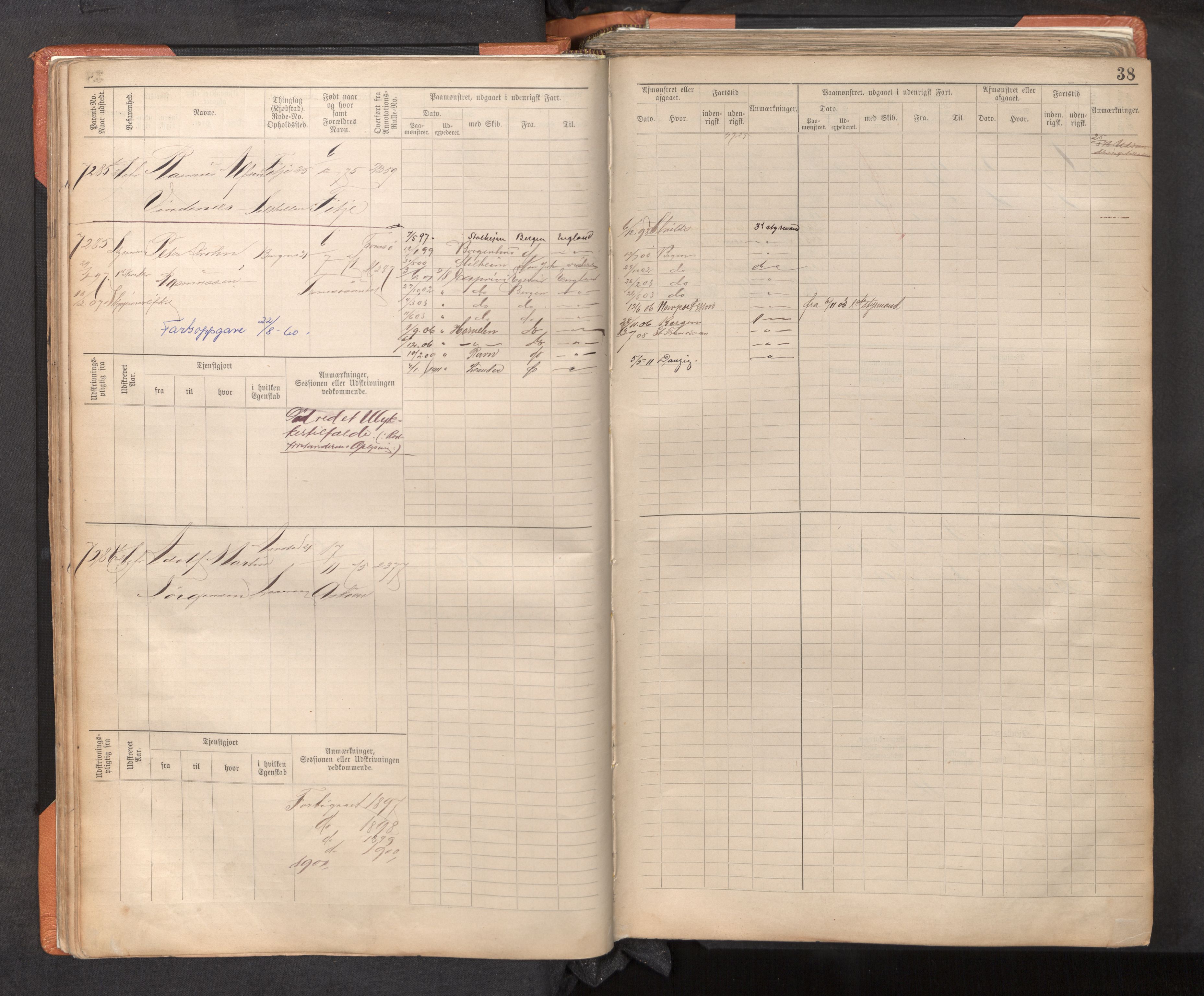 Innrulleringssjefen i Bergen, AV/SAB-A-100050/F/Fc/L0012: Sjøfartshovedrulle, nr. 7211 - 8168, 1895-1900, p. 38