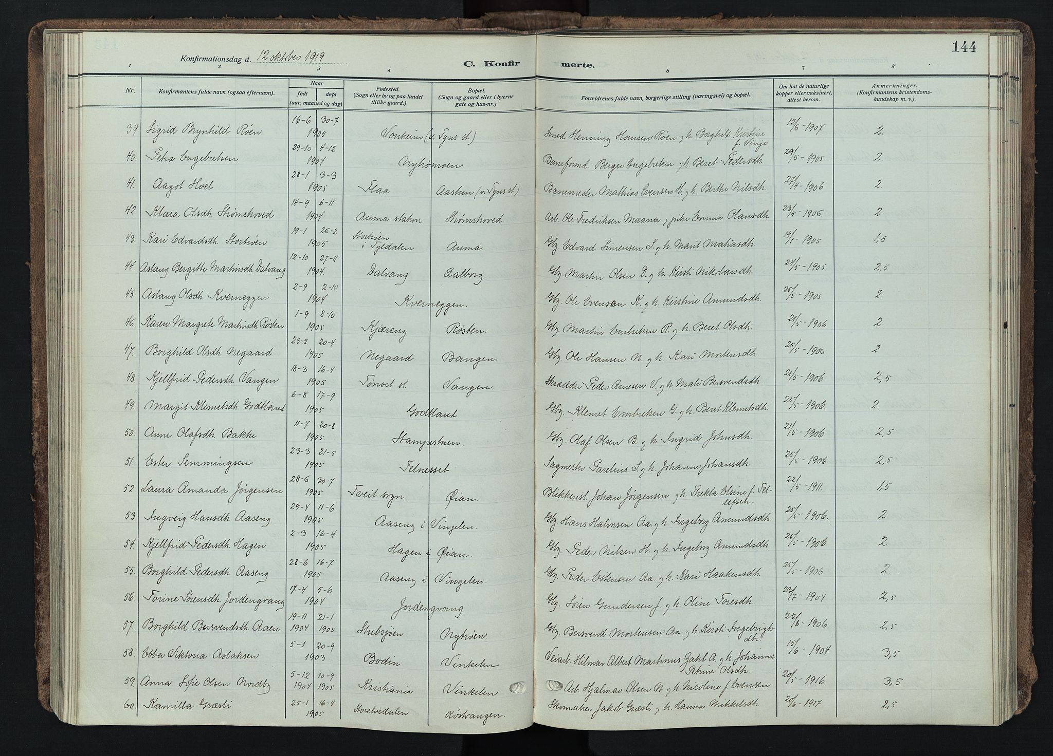 Tynset prestekontor, AV/SAH-PREST-058/H/Ha/Haa/L0026: Parish register (official) no. 26, 1915-1929, p. 144