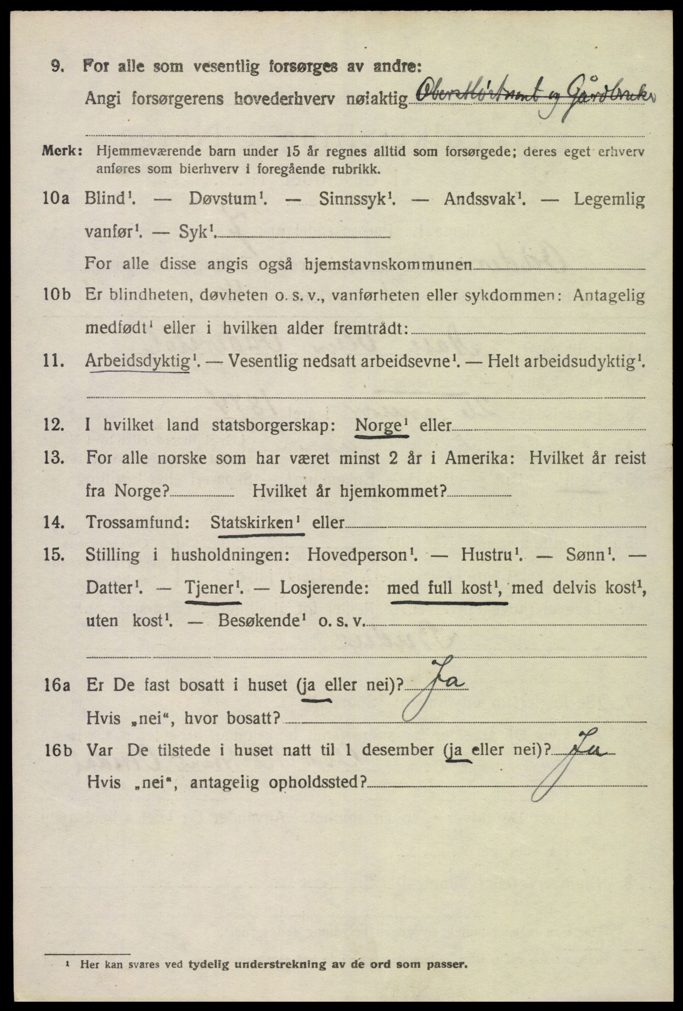 SAK, 1920 census for Oddernes, 1920, p. 8396