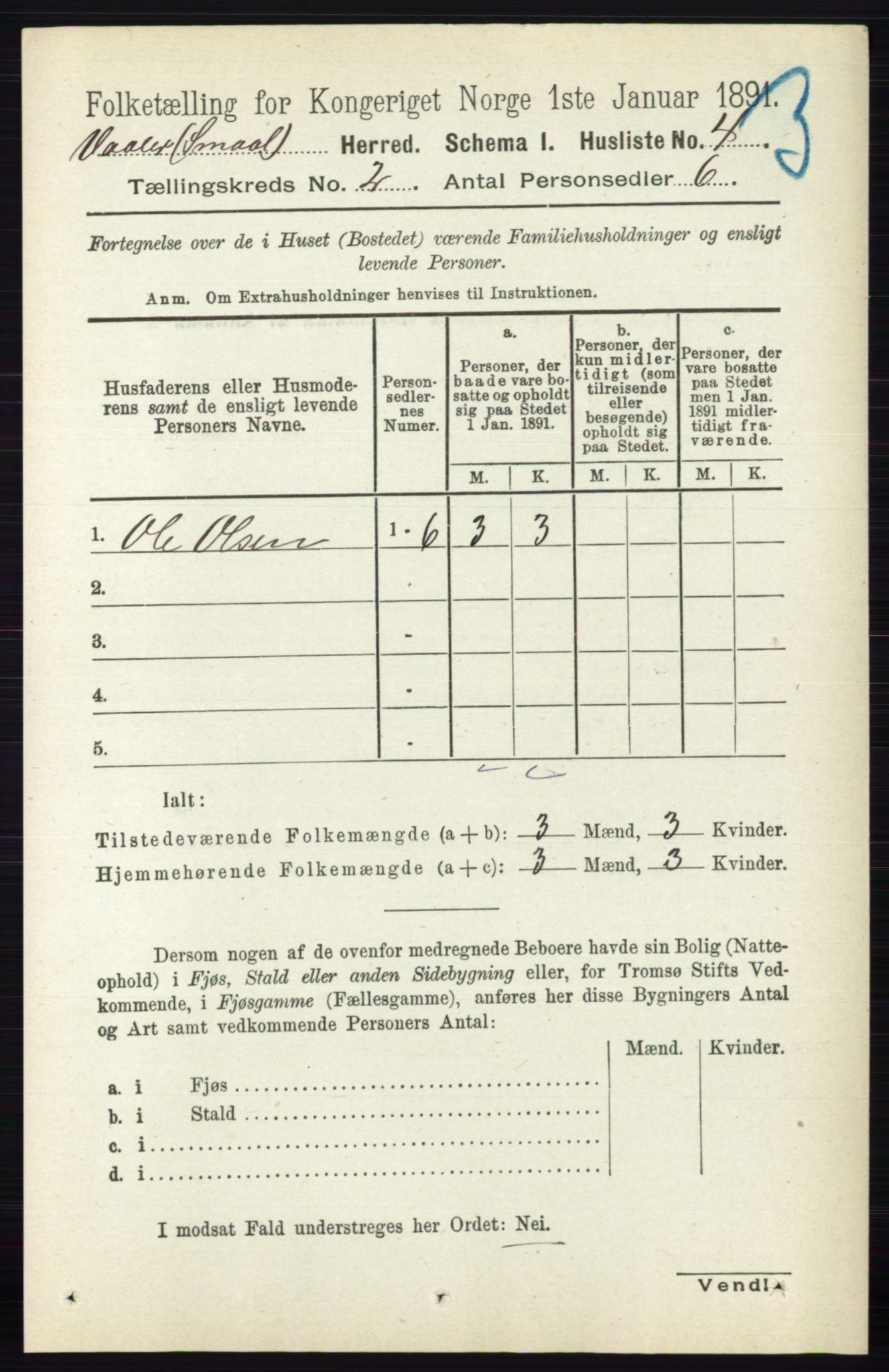 RA, 1891 census for 0137 Våler, 1891, p. 619