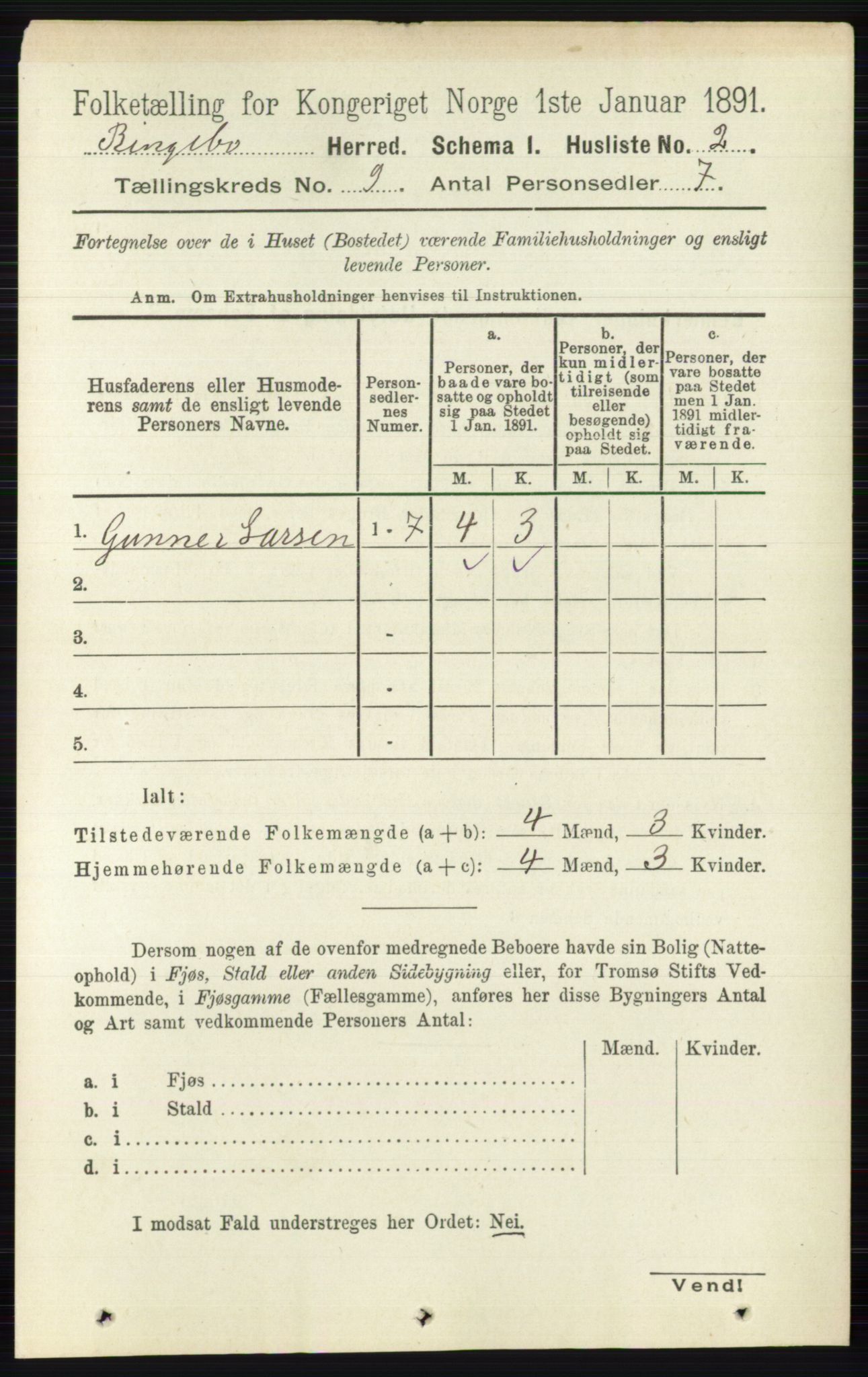 RA, 1891 census for 0520 Ringebu, 1891, p. 4162