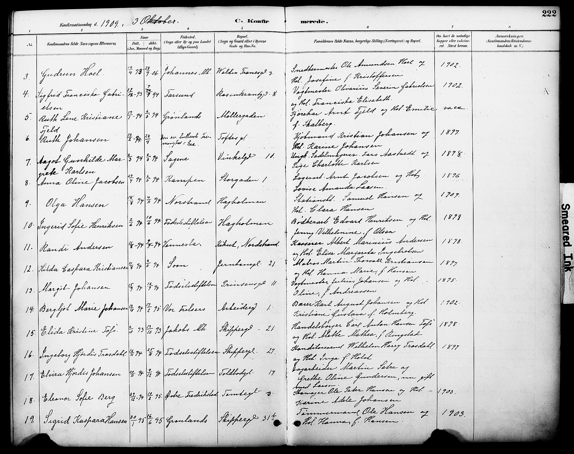 Oslo domkirke Kirkebøker, SAO/A-10752/F/Fa/L0030: Parish register (official) no. 30, 1887-1918, p. 222