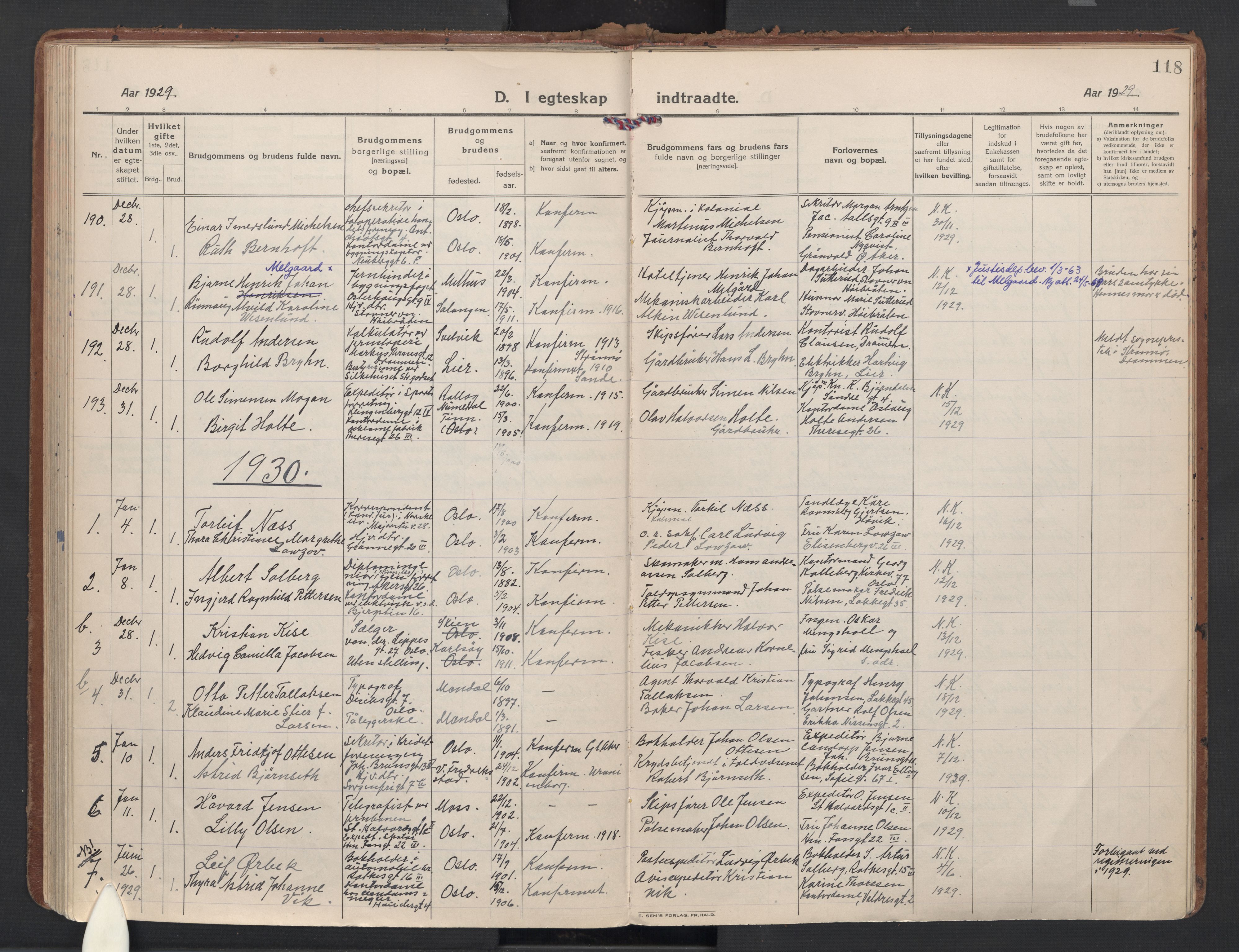 Gamle Aker prestekontor Kirkebøker, SAO/A-10617a/F/L0017: Parish register (official) no. 17, 1921-1931, p. 118