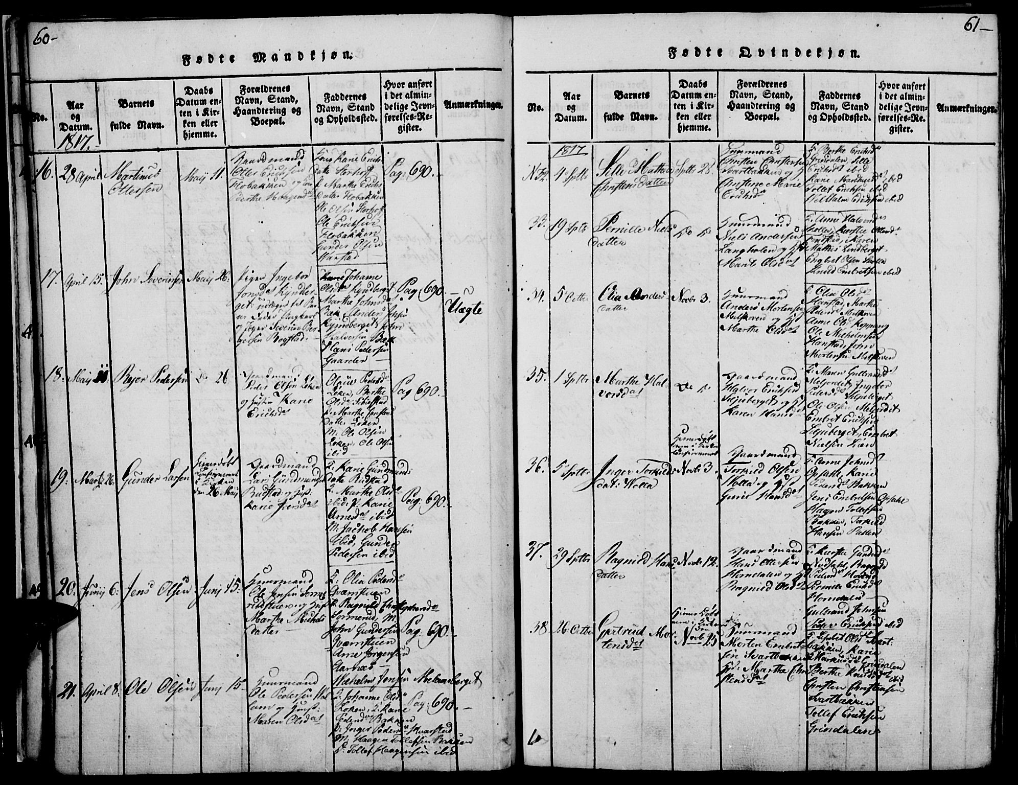 Elverum prestekontor, SAH/PREST-044/H/Ha/Haa/L0007: Parish register (official) no. 7, 1815-1830, p. 60-61